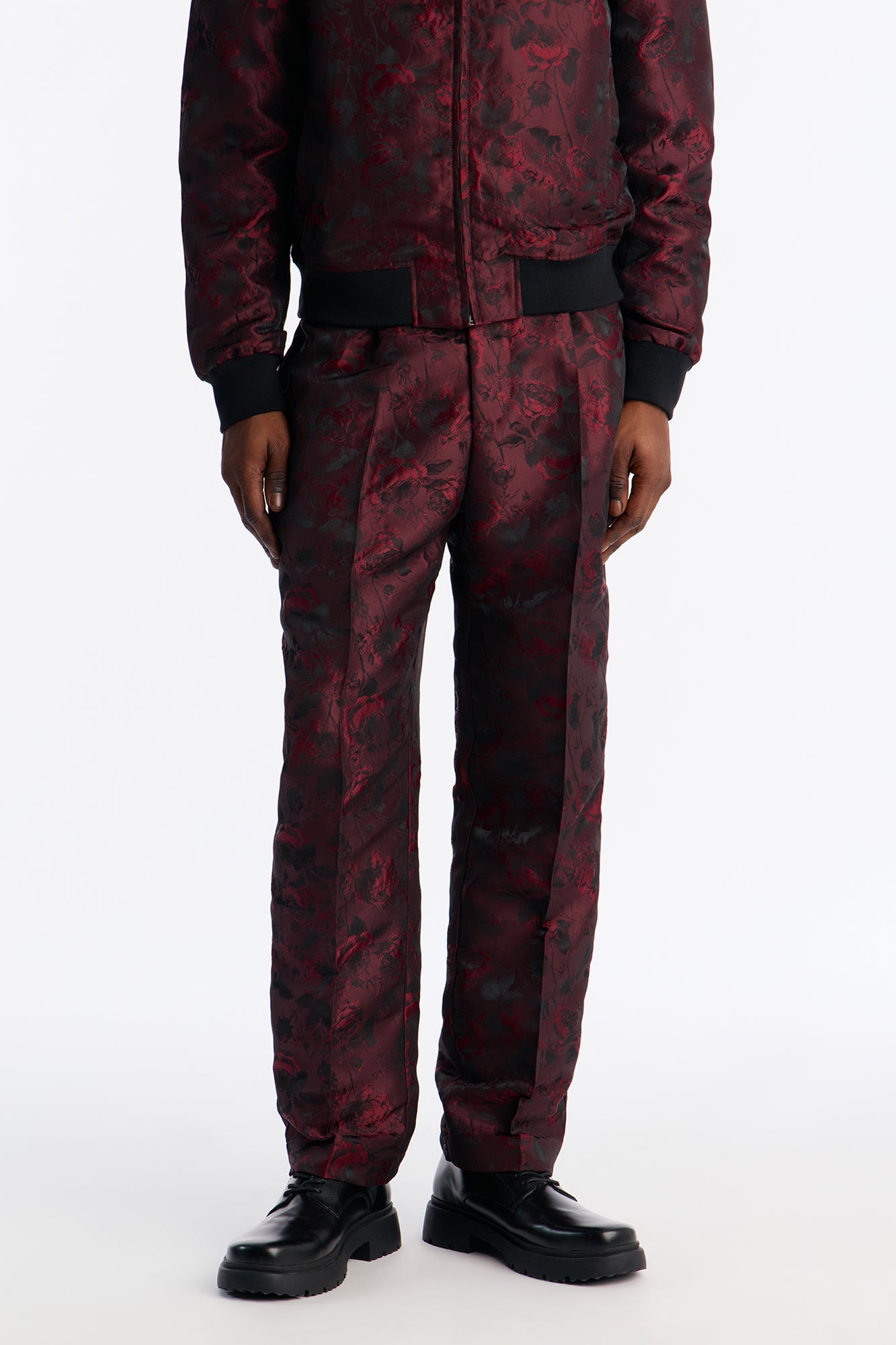 Straight Rose Mirage Pleated Trouser - Burgundy