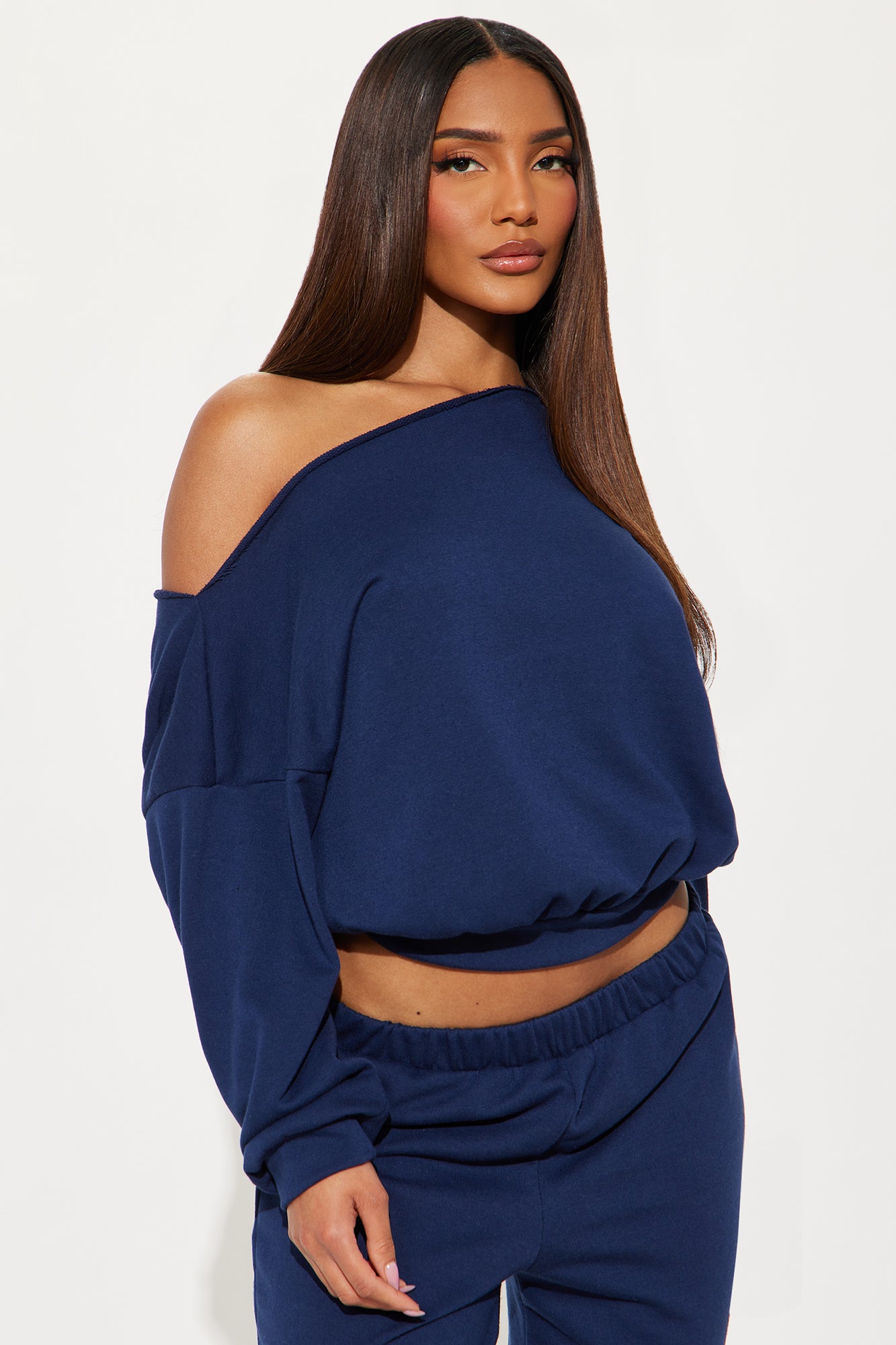 Robyn Off Shoulder Pant Set - Navy