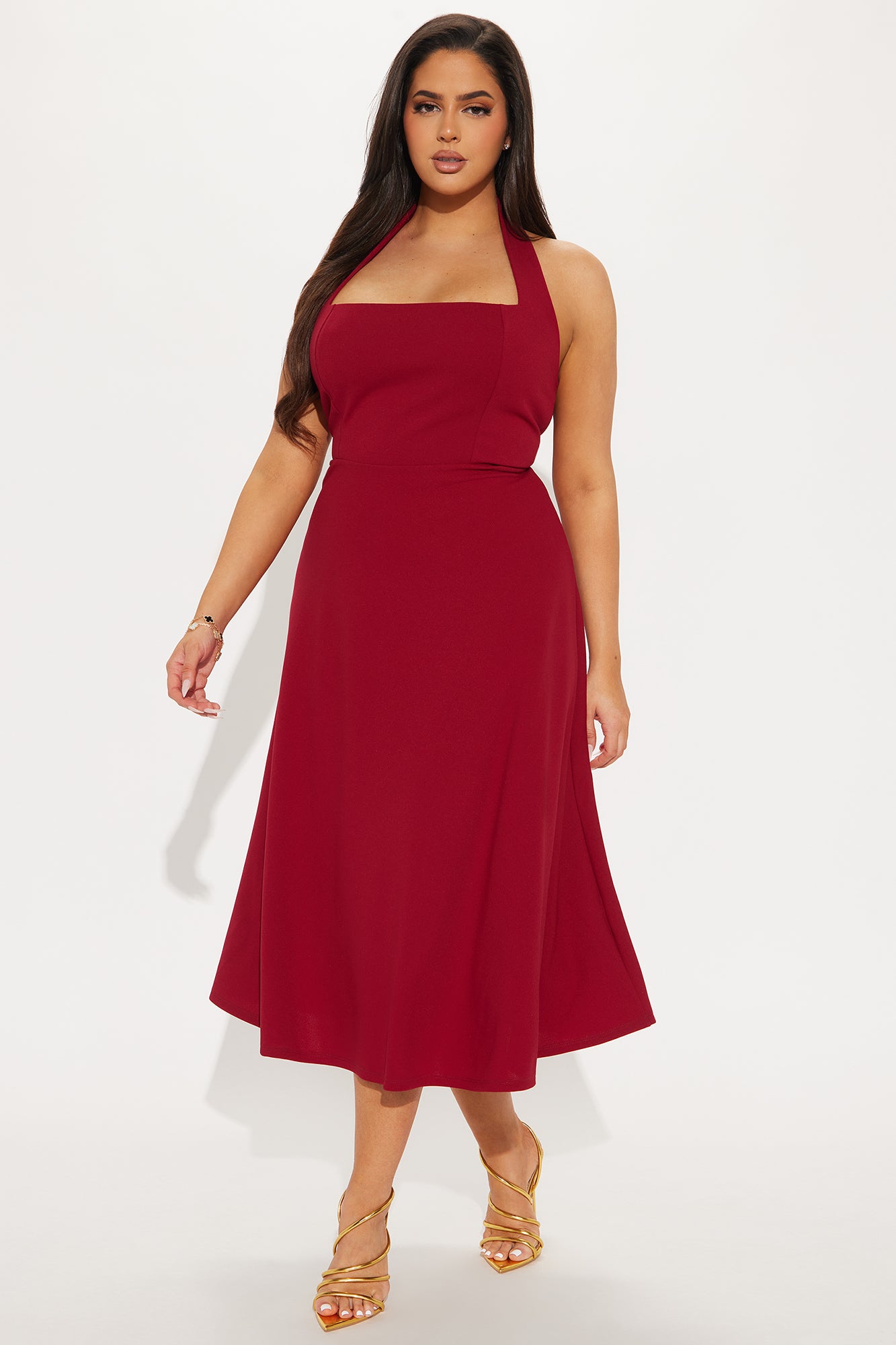 Alena Halter Midi Dress - Wine