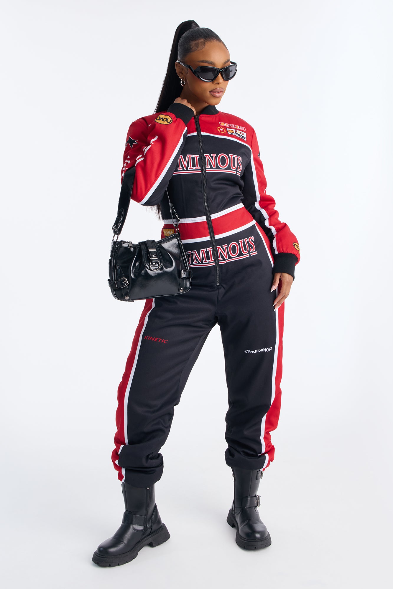 Let's Race Graphic Jogger Jumpsuit - Red