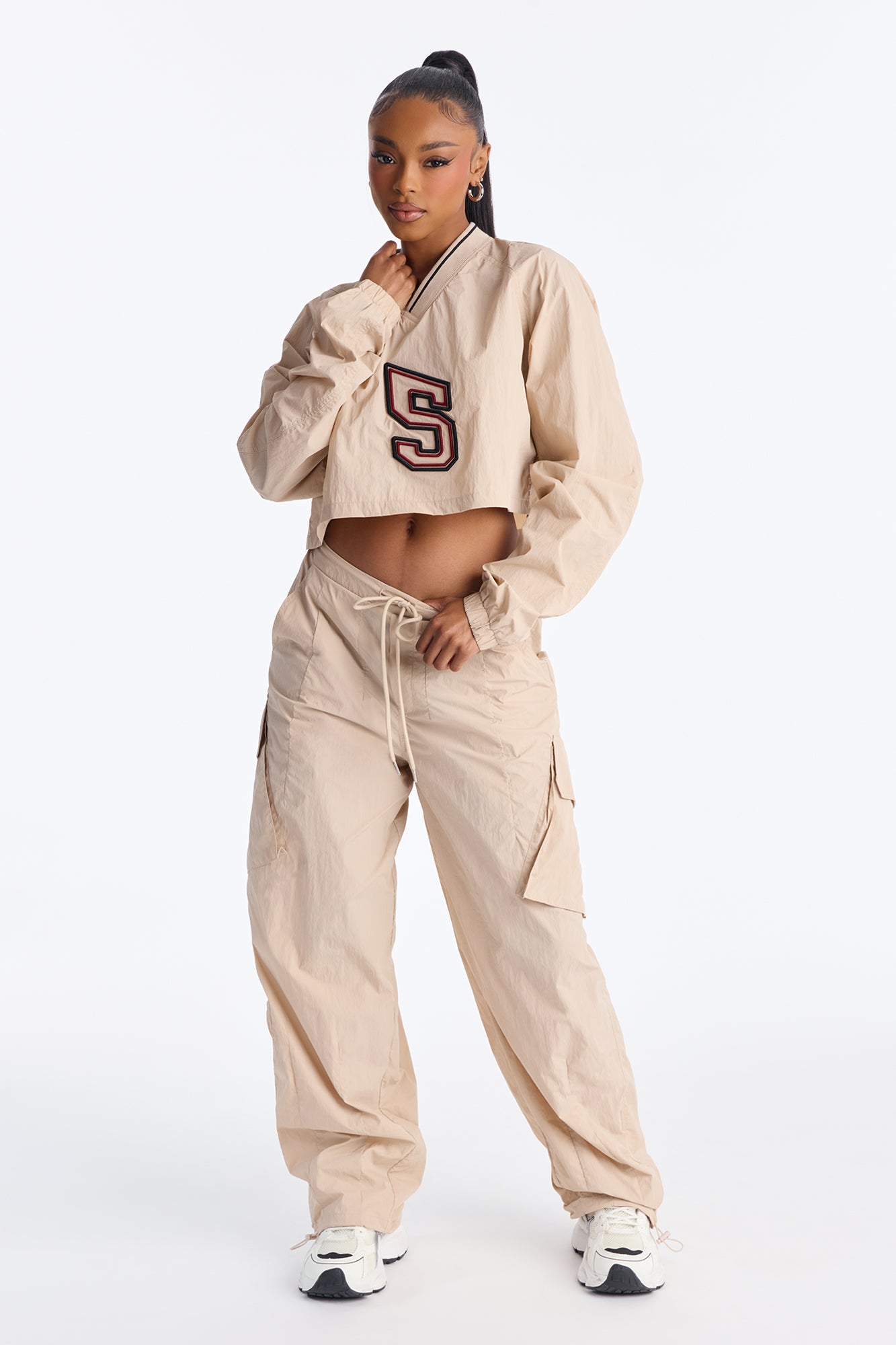 5 And Fine Windbreaker Jogger Pant Set - Khaki