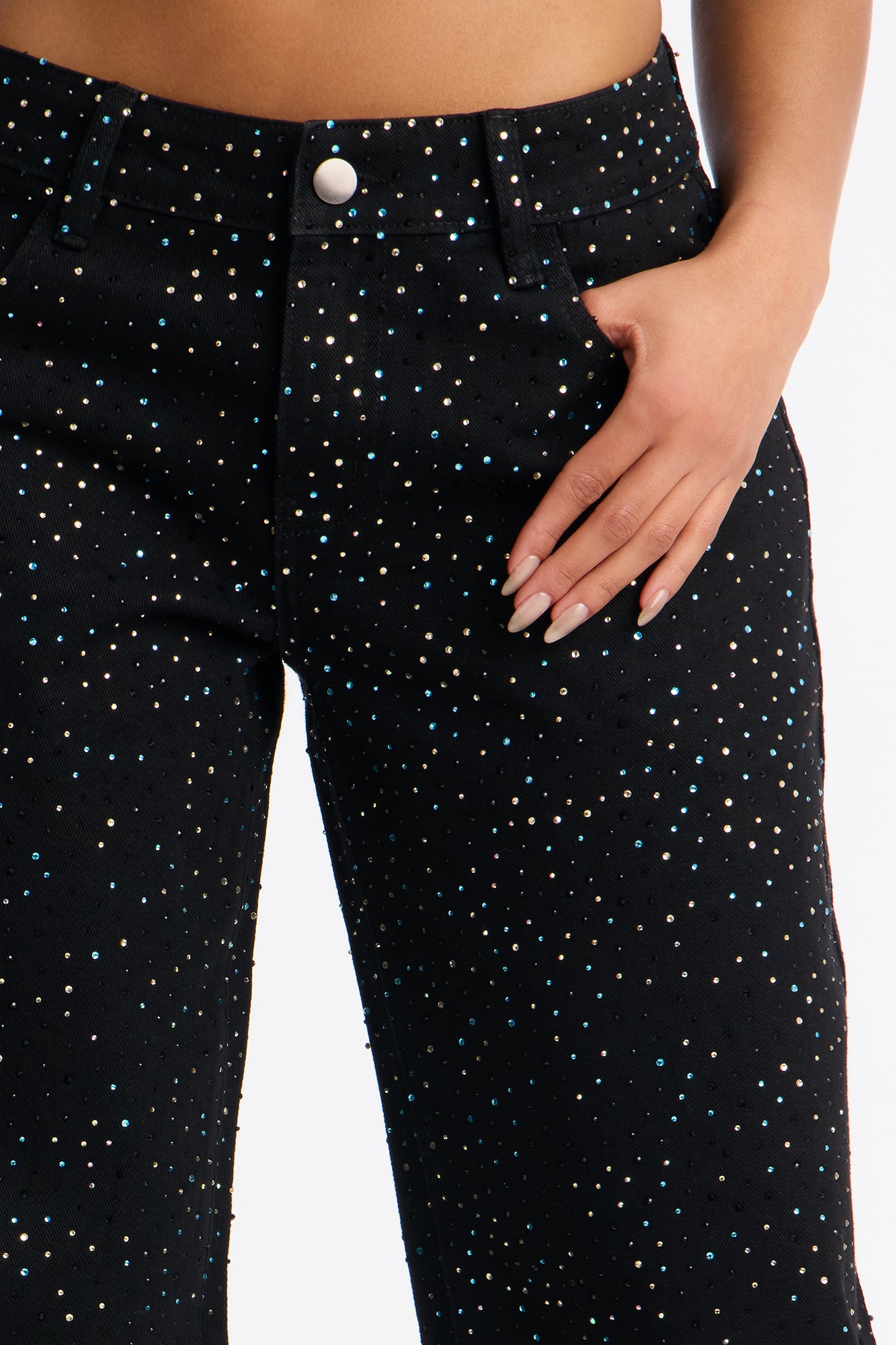 Having A Blast Embellished Wide Leg Jeans - Black