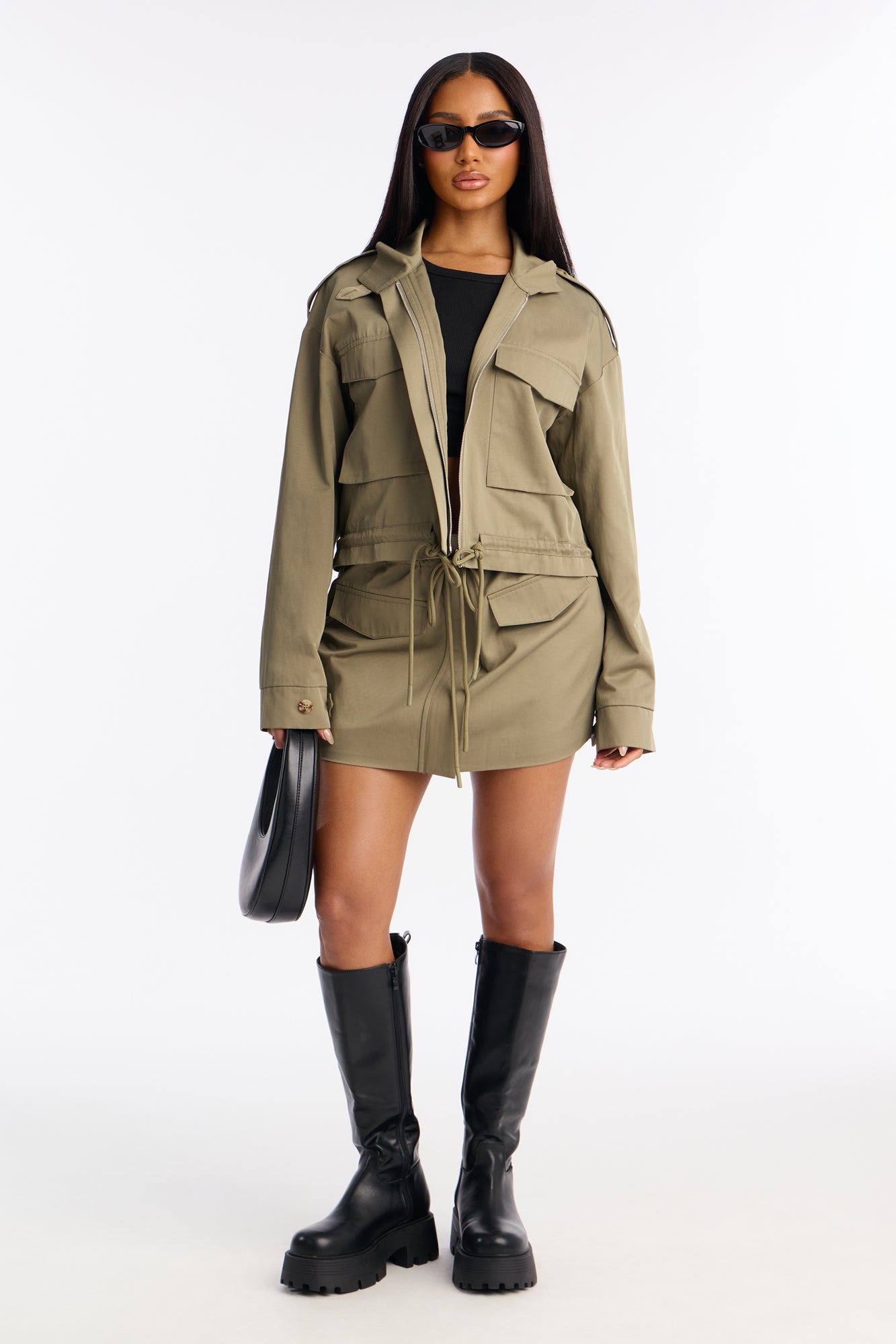 Samara Jacket Mini Skirt Set - Olive