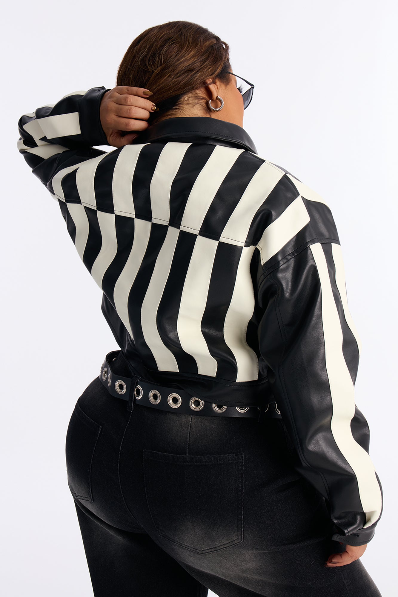 Get Over It Cropped Faux Leather Jacket - Black/White
