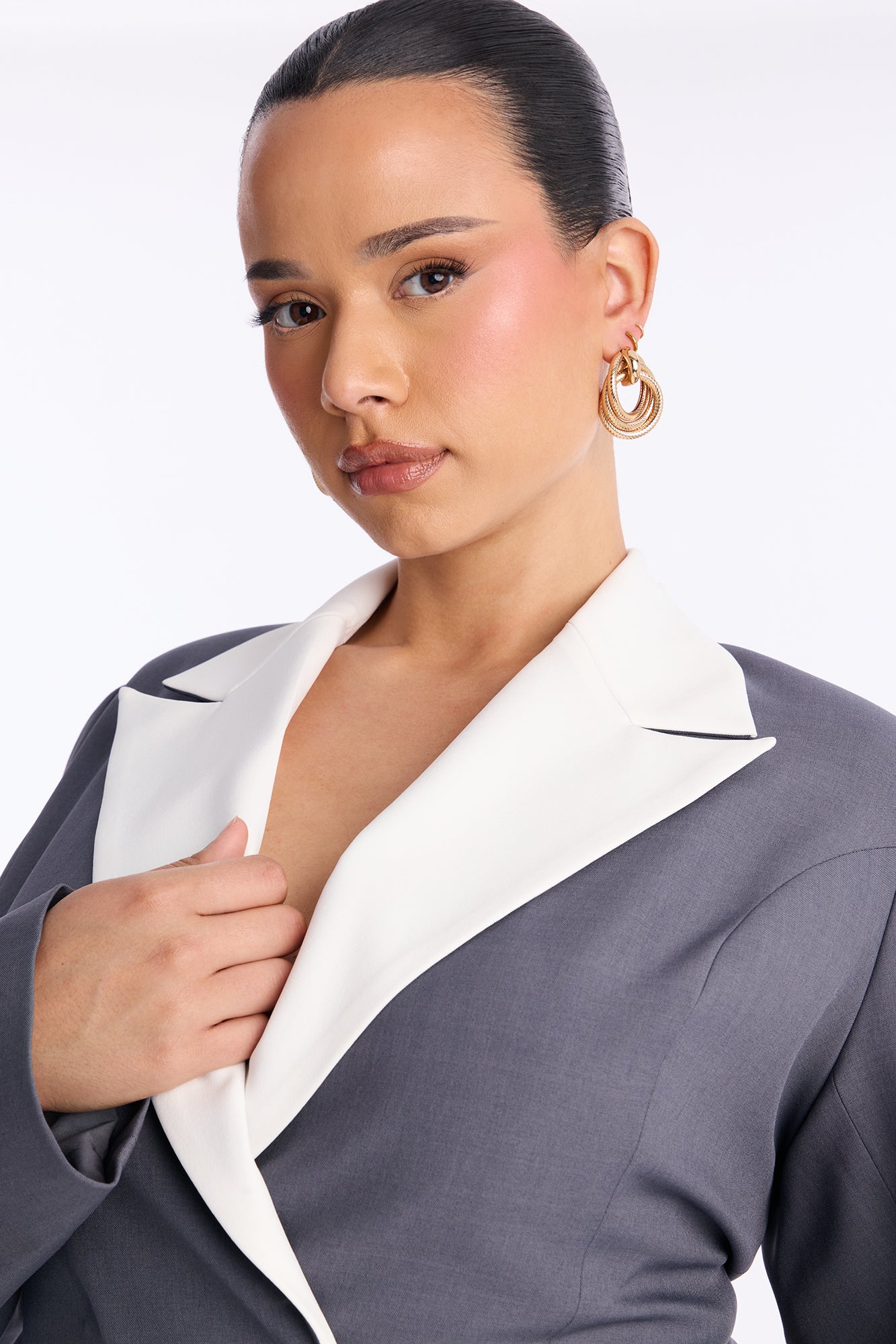 Out Of Time Pleated Blazer Mini Dress - Grey