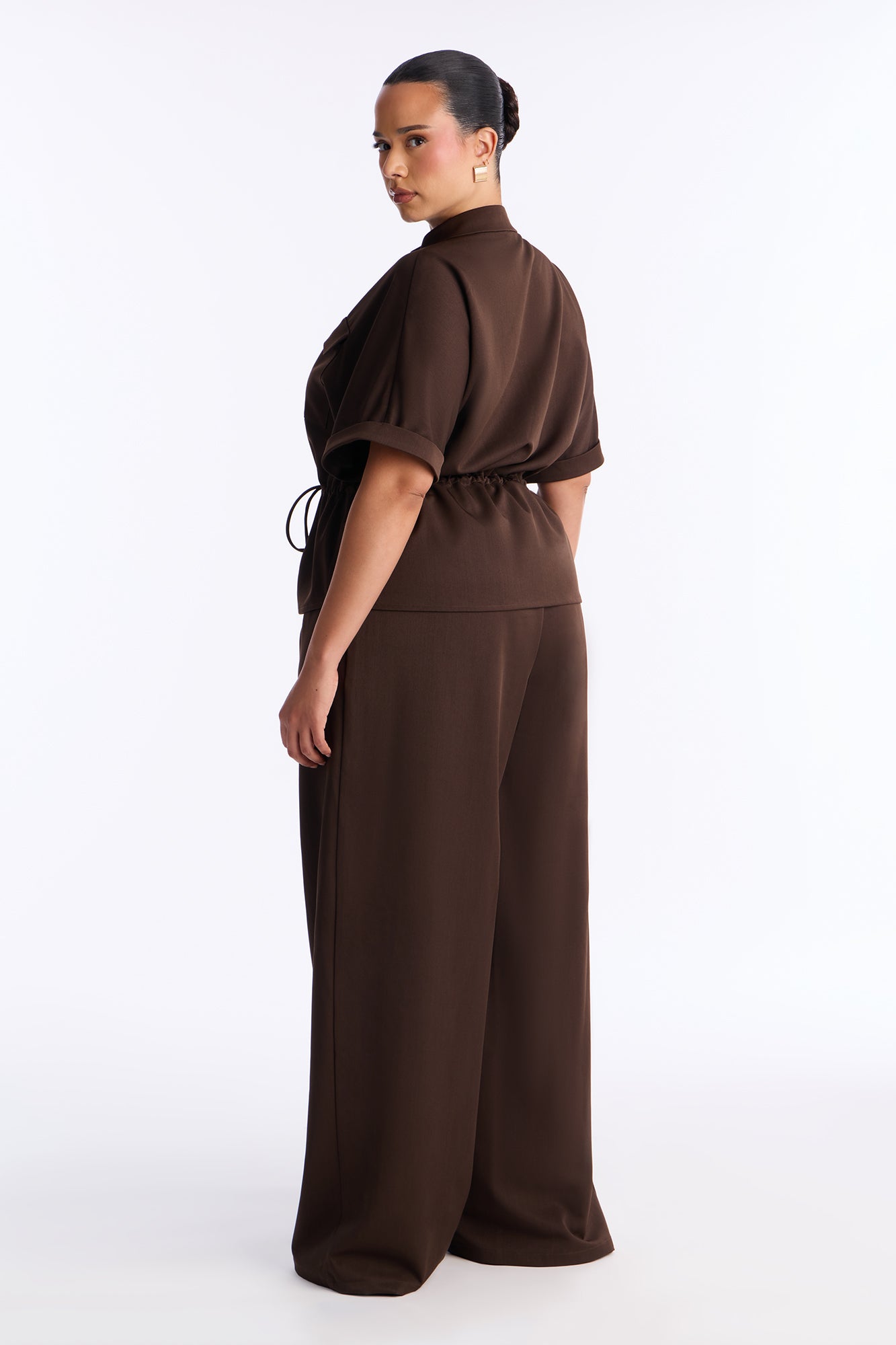 Niveah Wide Leg Pant Set - Brown