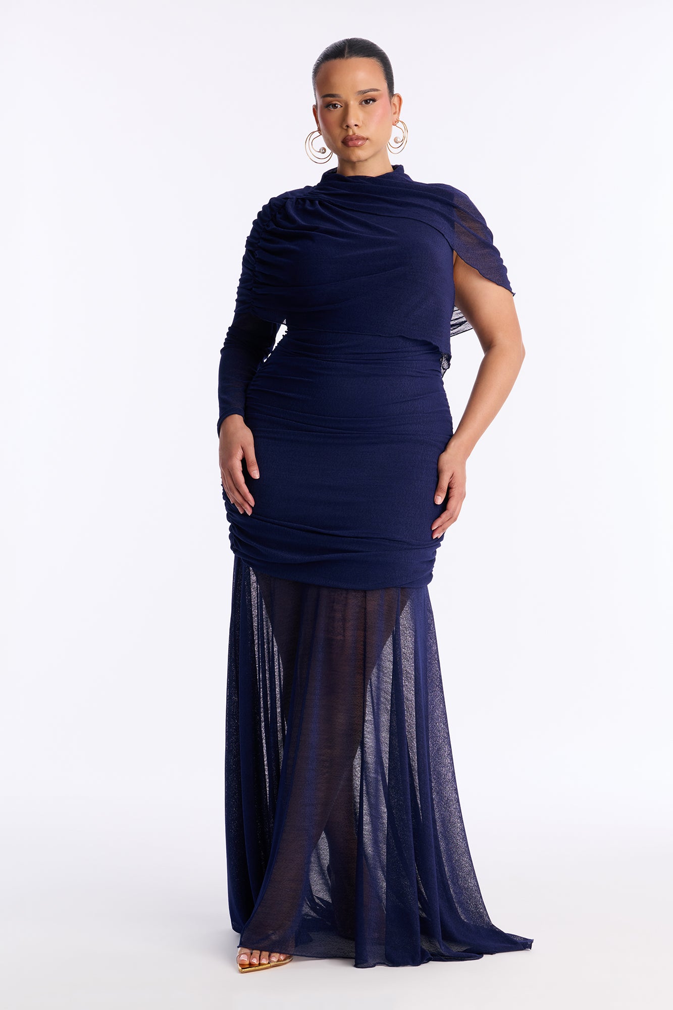 Katherine Ruched Maxi Dress - Navy