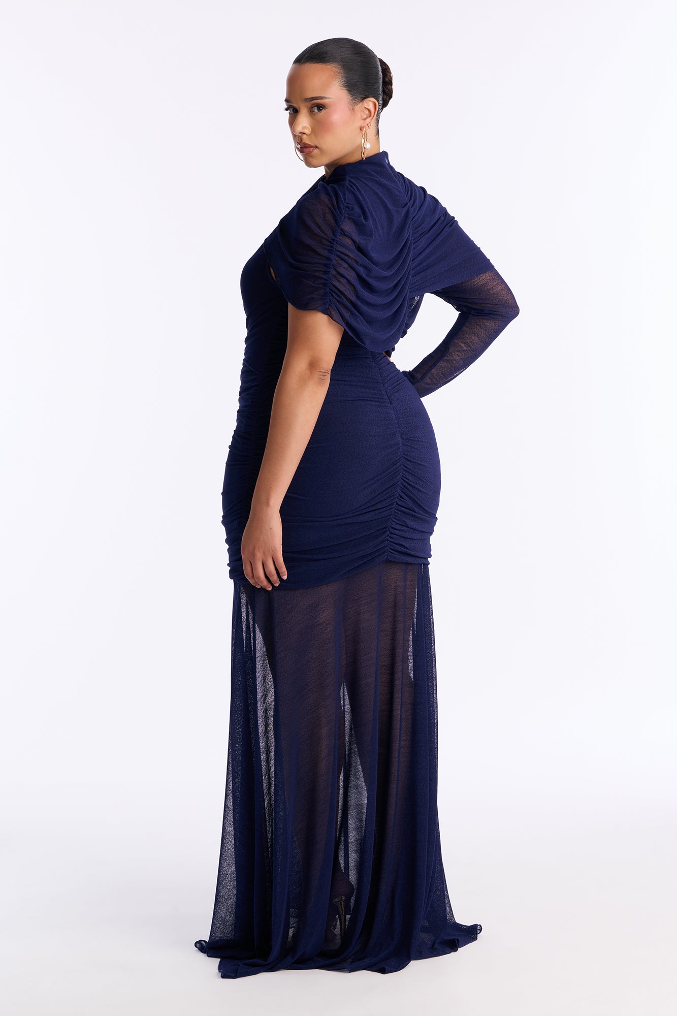Katherine Ruched Maxi Dress - Navy
