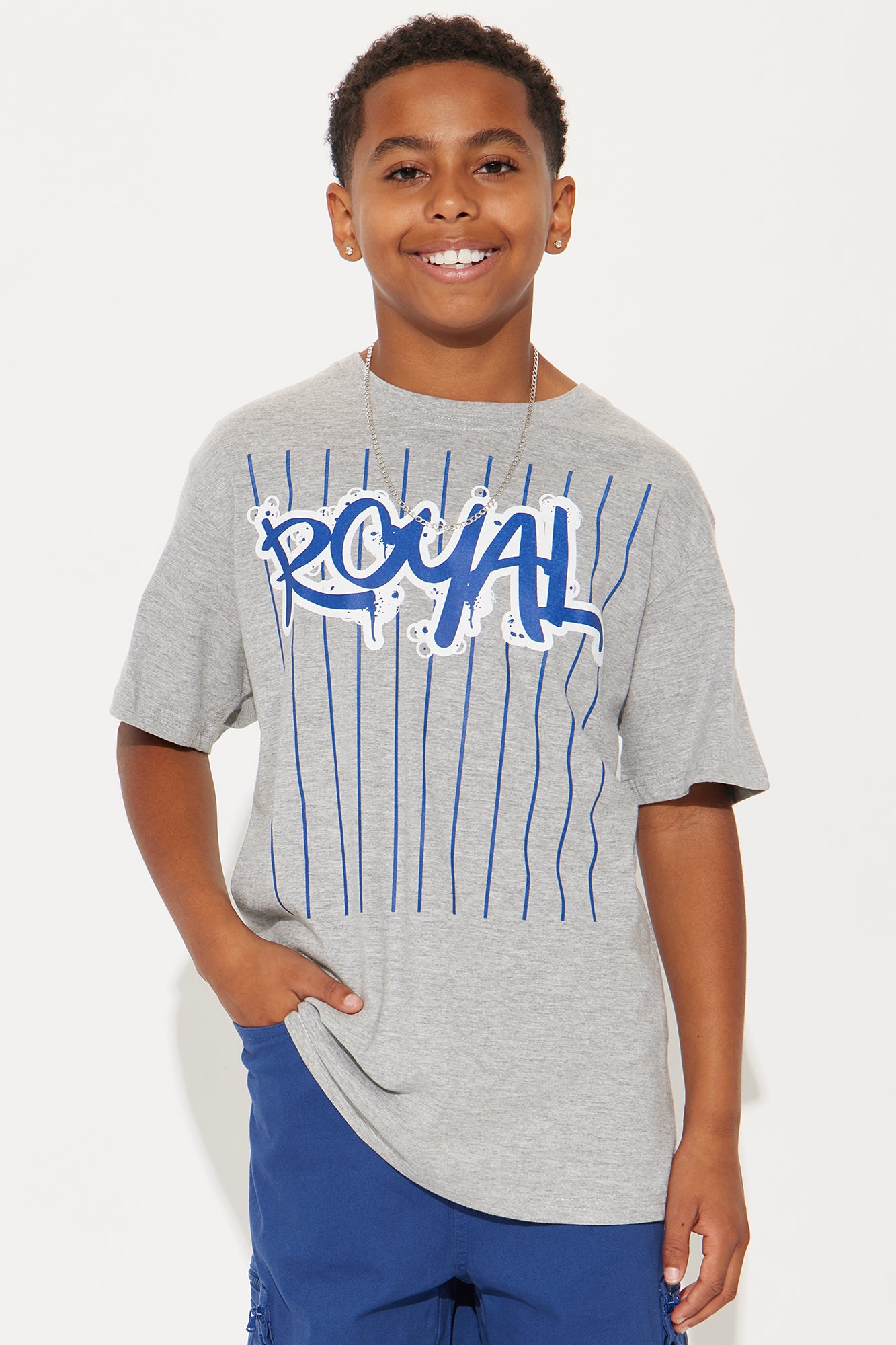 Mini He's Royal T-Shirt - Heather Grey