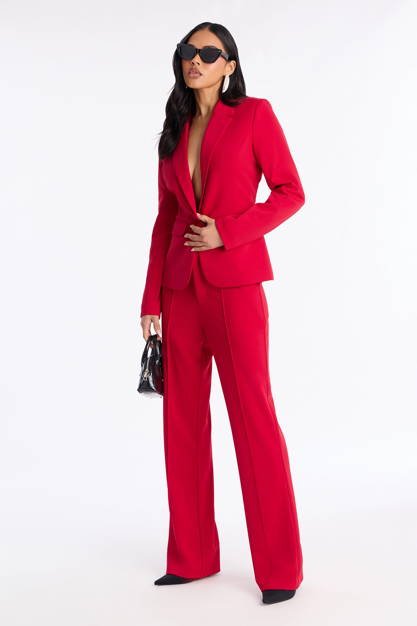 Business Per Usual Blazer Pant Set - Red