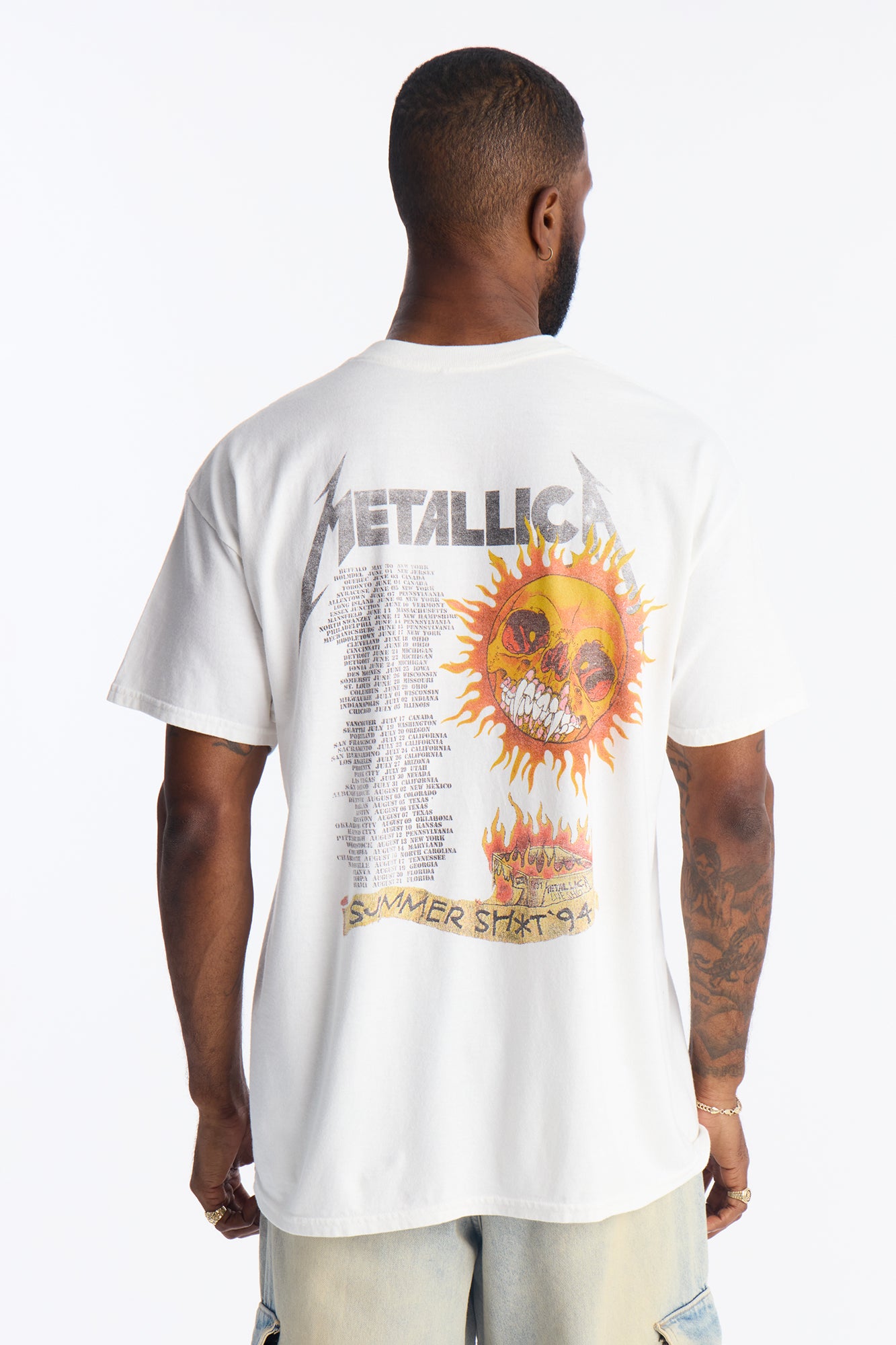 Metallica Summer Of '94 Foil Print Short Sleeve Tee - White