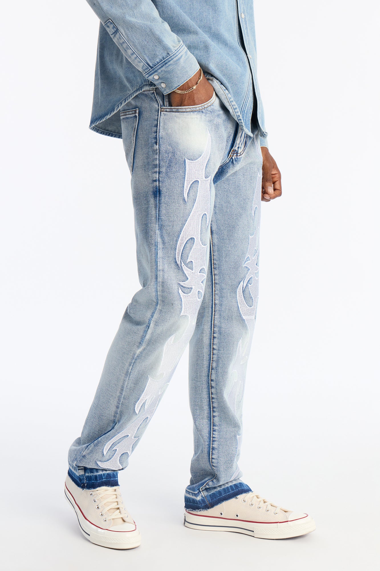 Stacked Slim Flare Blaze Cut Jean - Light Wash