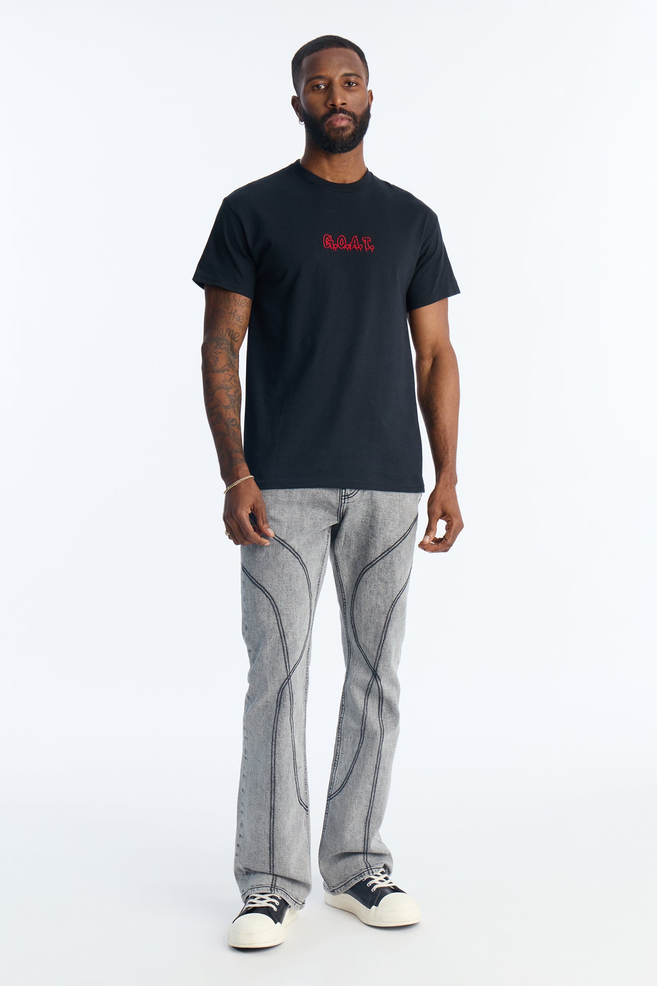 Stacked Skinny Flare Thick Thread Jean - Grey