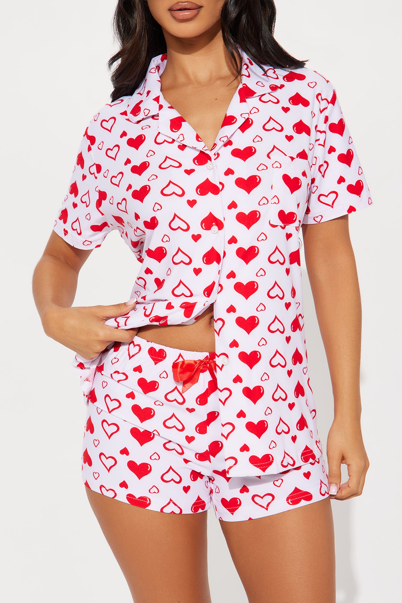 Be My Valentine PJ Short Set - Red/White