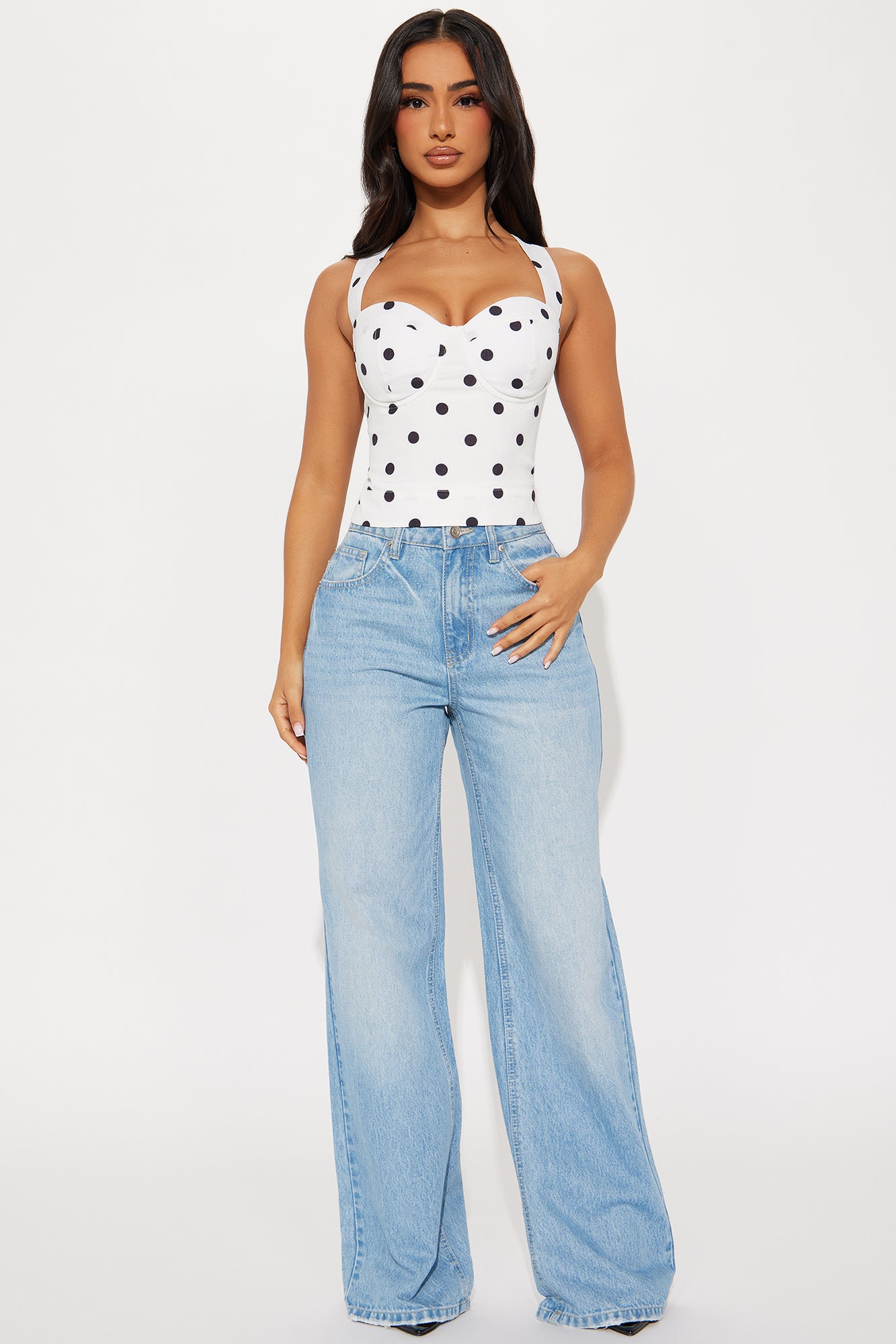 Polka Dot Loving Corset Top - White/Black