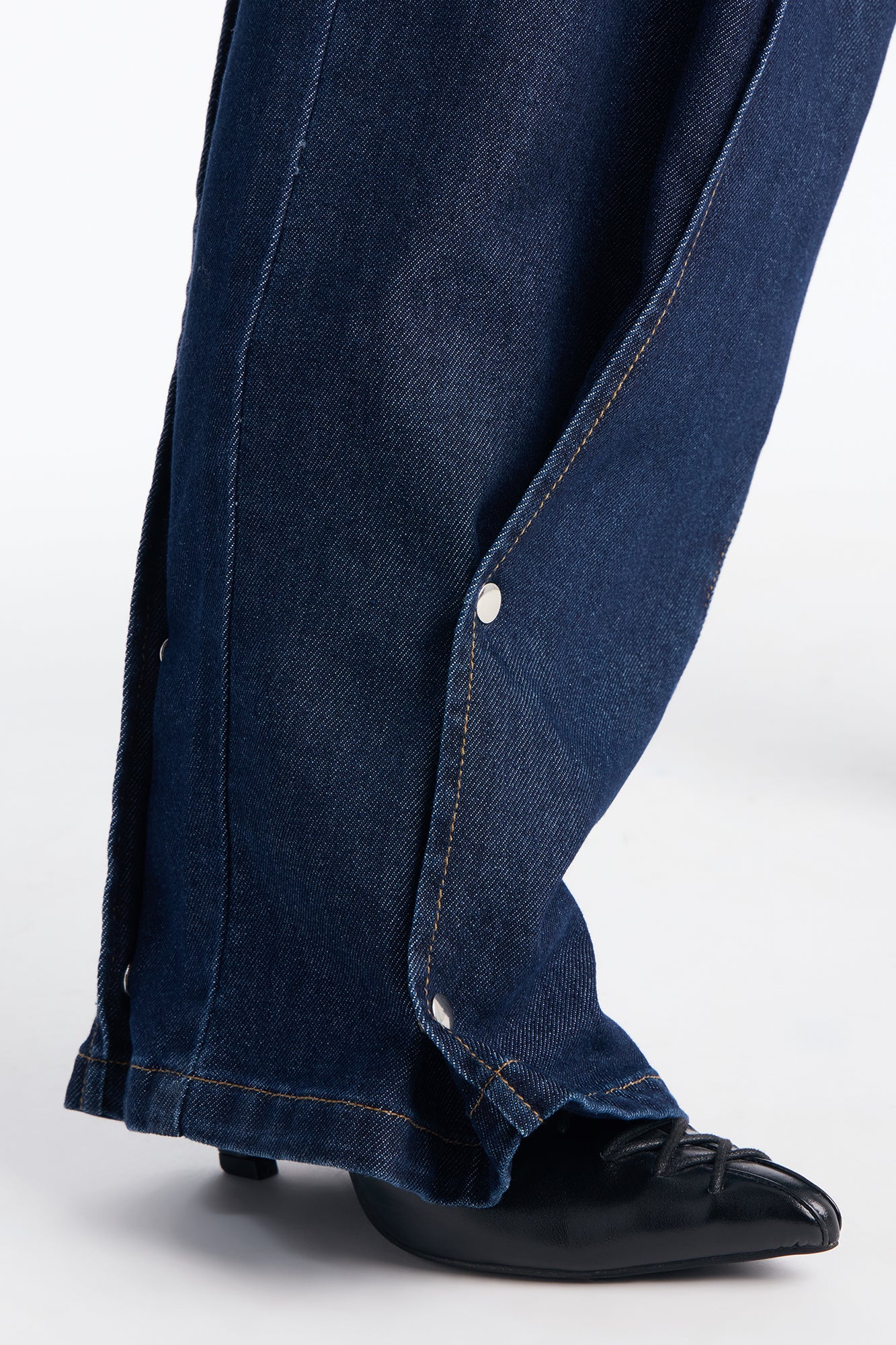 Oh Snap Trouser Wide Leg Jeans - Dark Denim