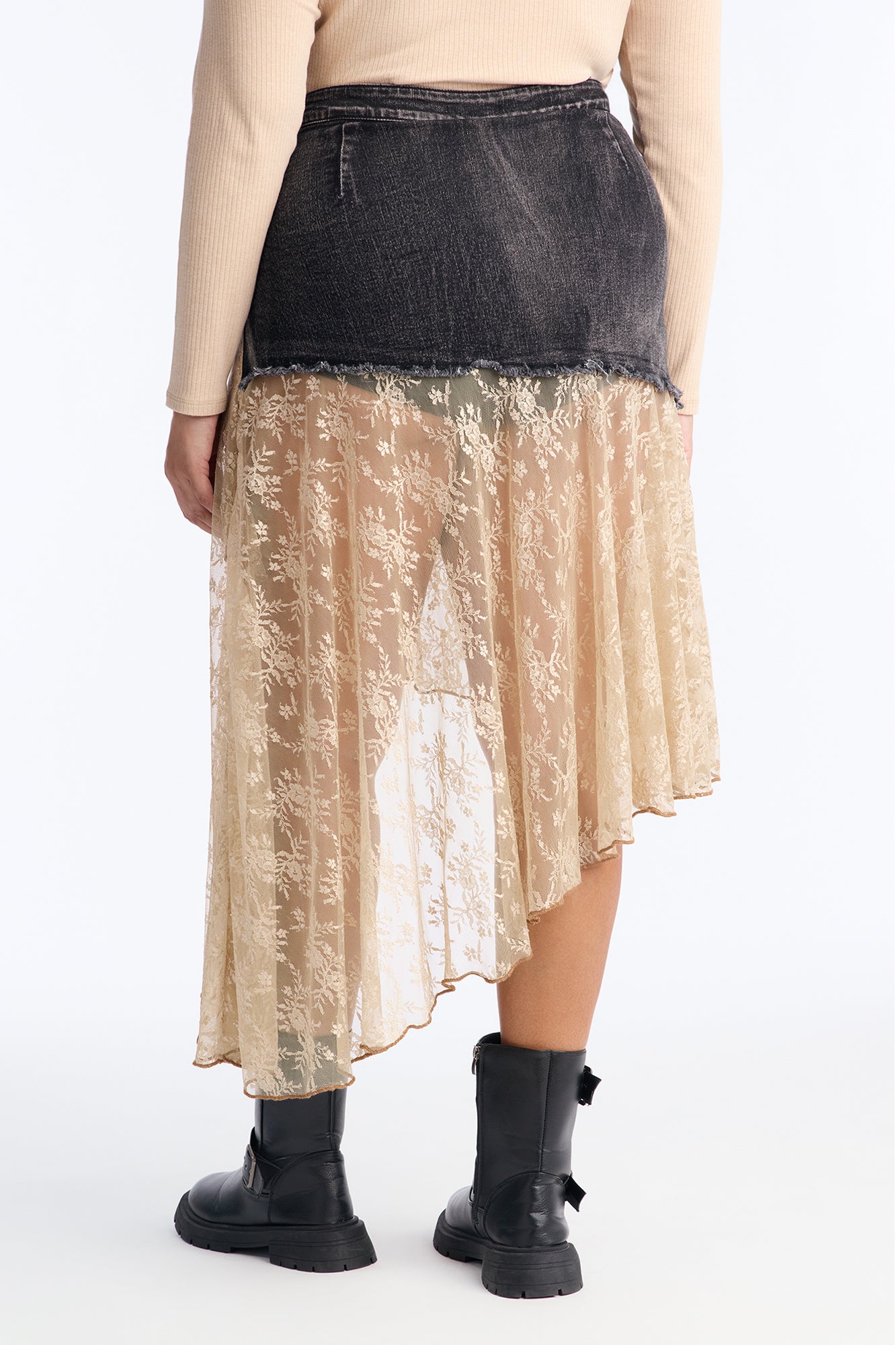 Grunge Mood Asymmetrical Mini Skirt - Black/combo