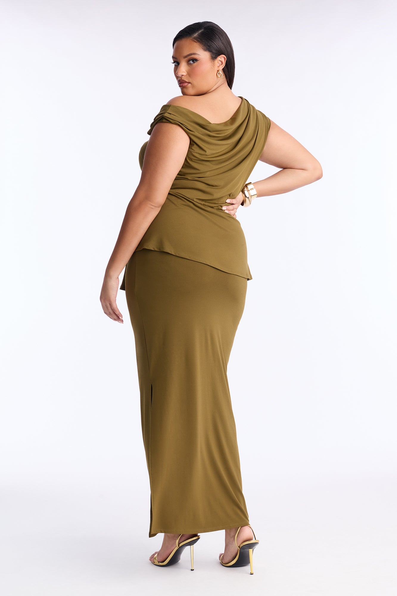 Soft Desire Ruched Maxi Dress - Olive