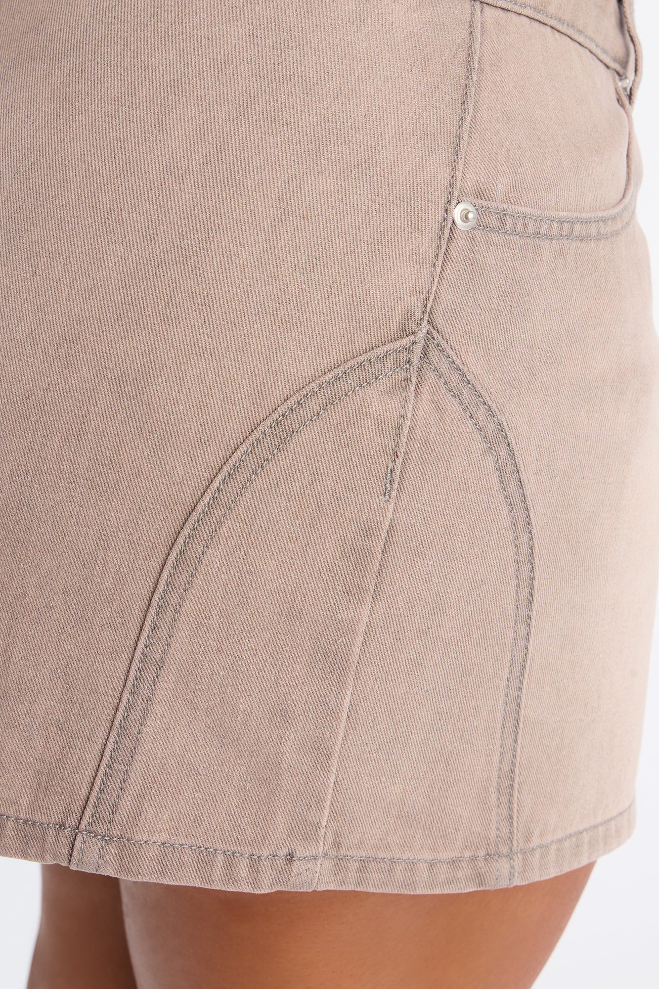 Genieve Washed Denim Mini Skirt - Grey
