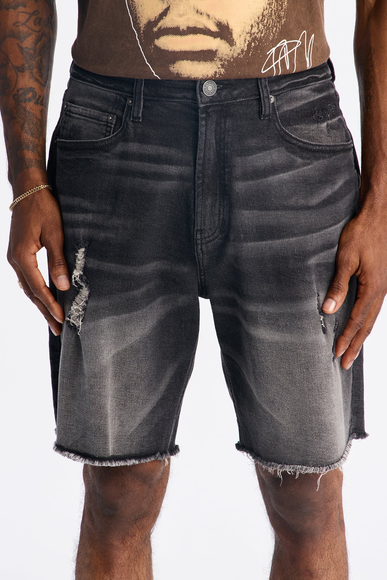 Lounge Relaxed Denim Shorts - Black Wash