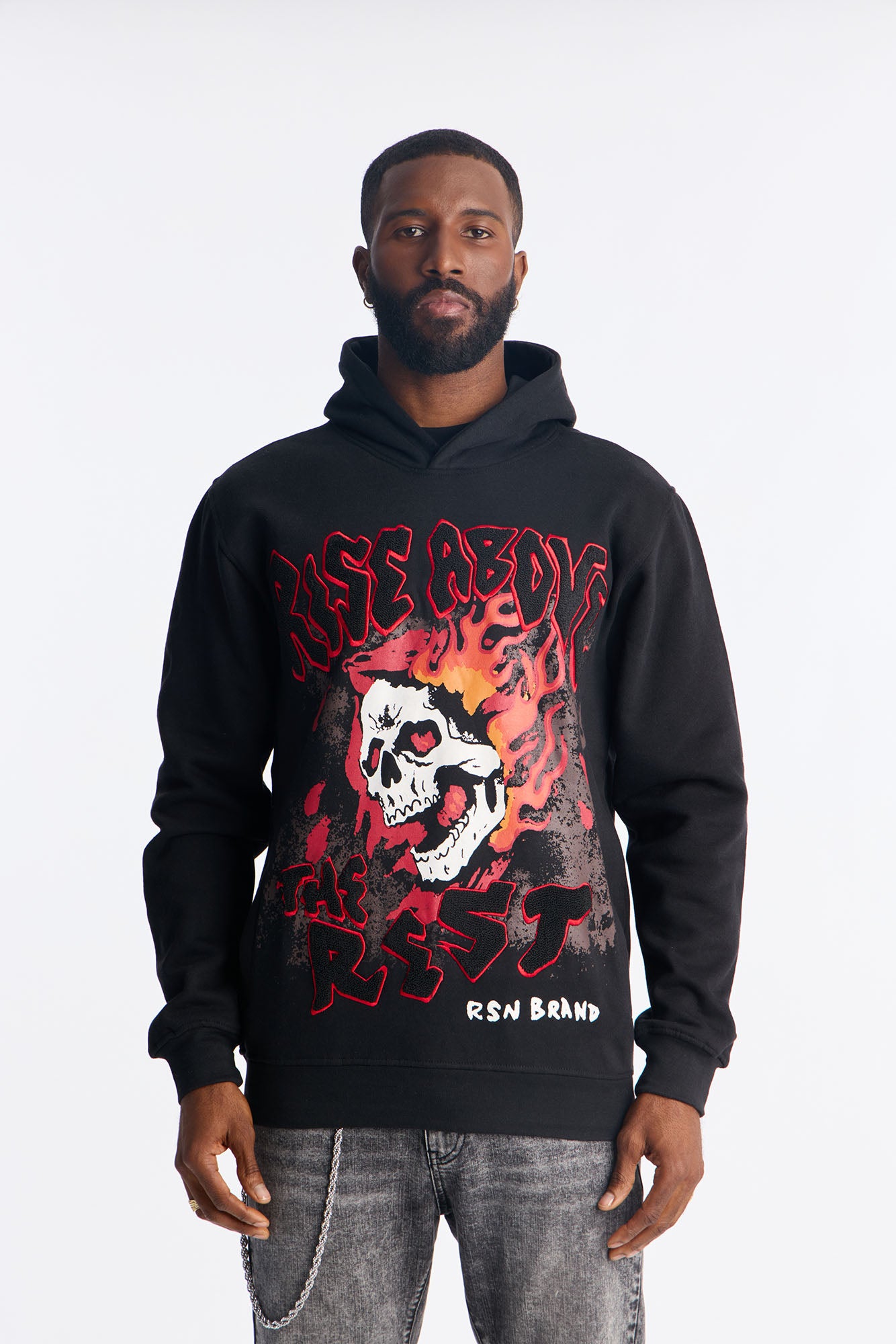 Rise Above The Rest Patch Hoodie - Black
