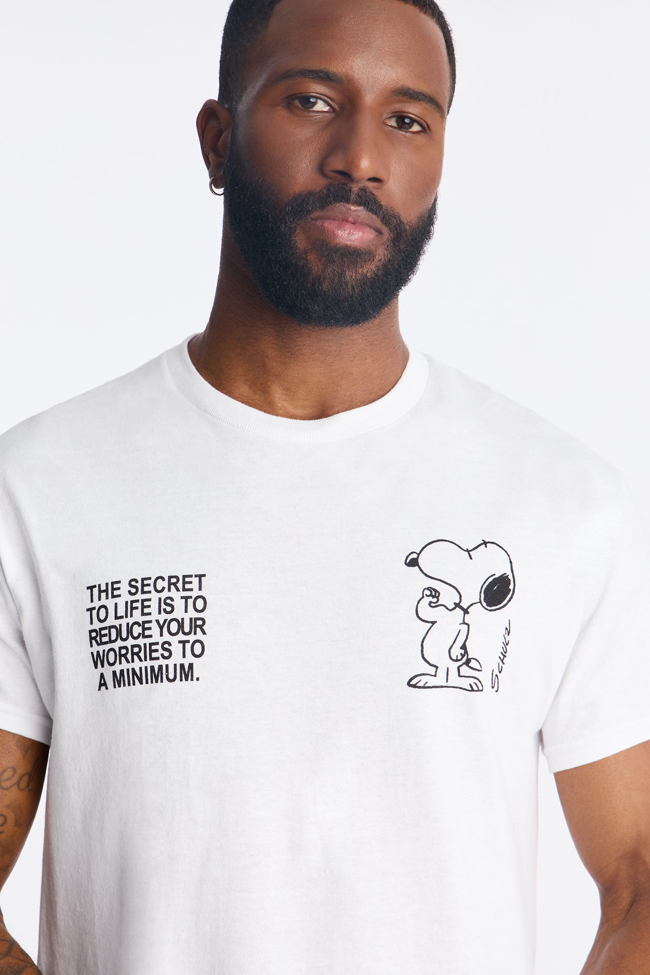 Snoopy Dawg Rhinestone Short Sleeve Tee - White