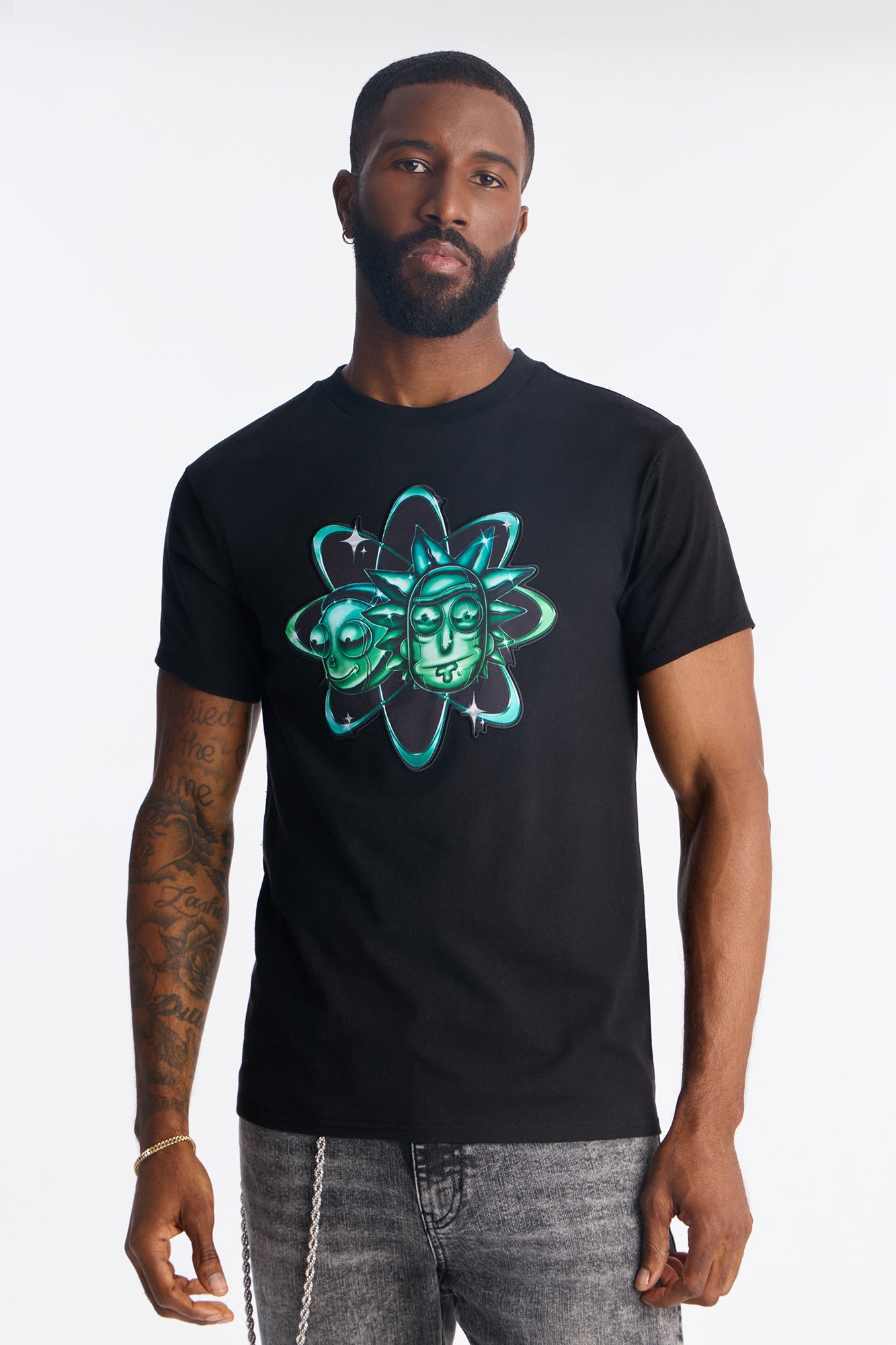 Rick And Morty Embroidered Short Sleeve Tee - Black