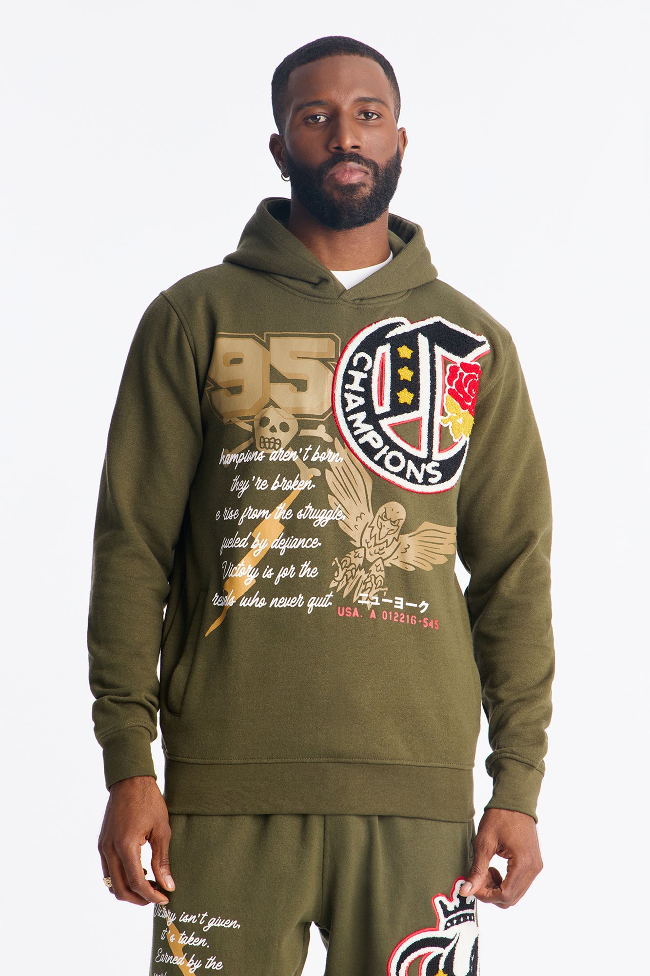 Self Made Champion Patch Hoodie - Green