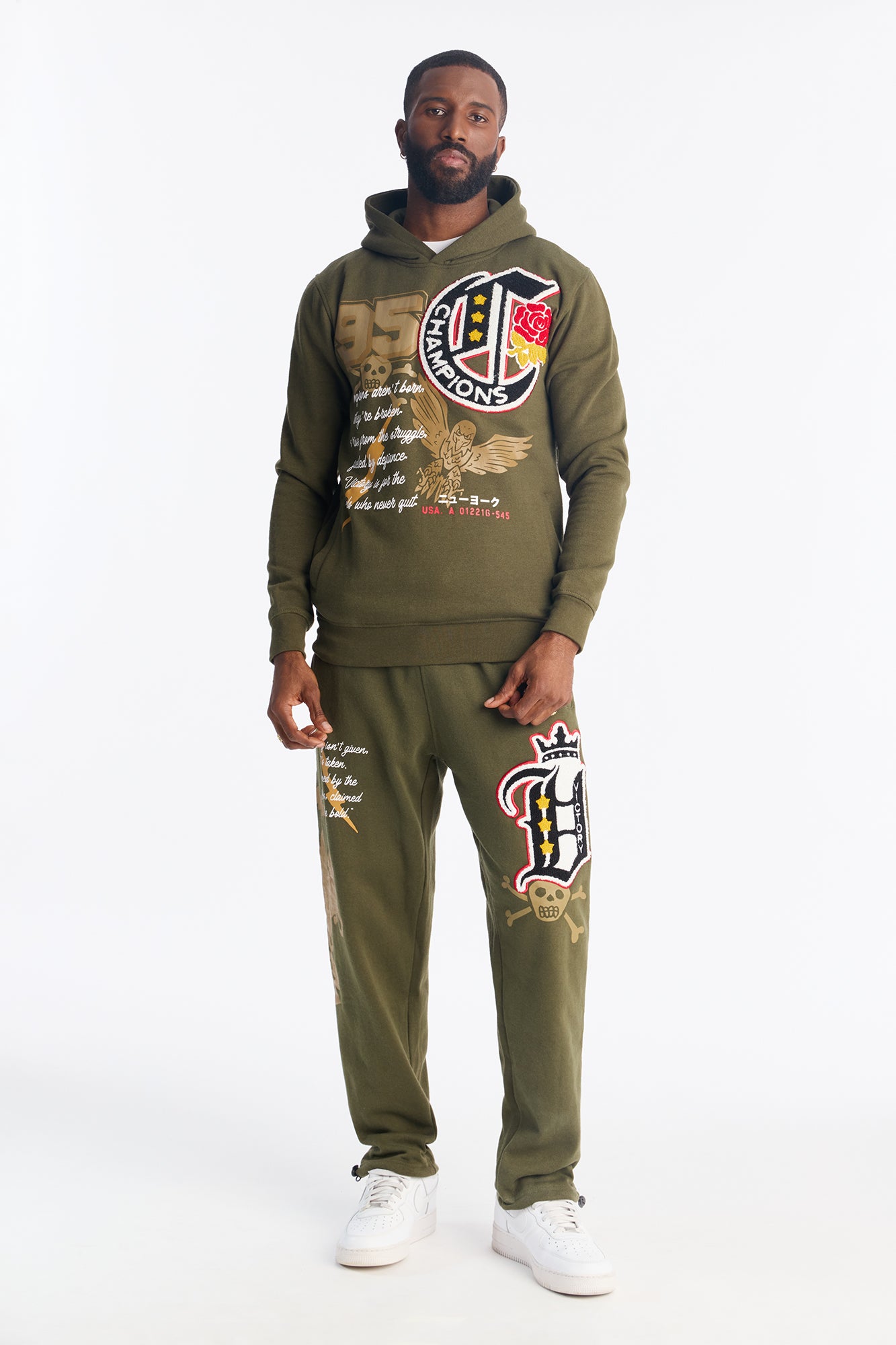 Self Made Champion Patch Sweatpants - Green