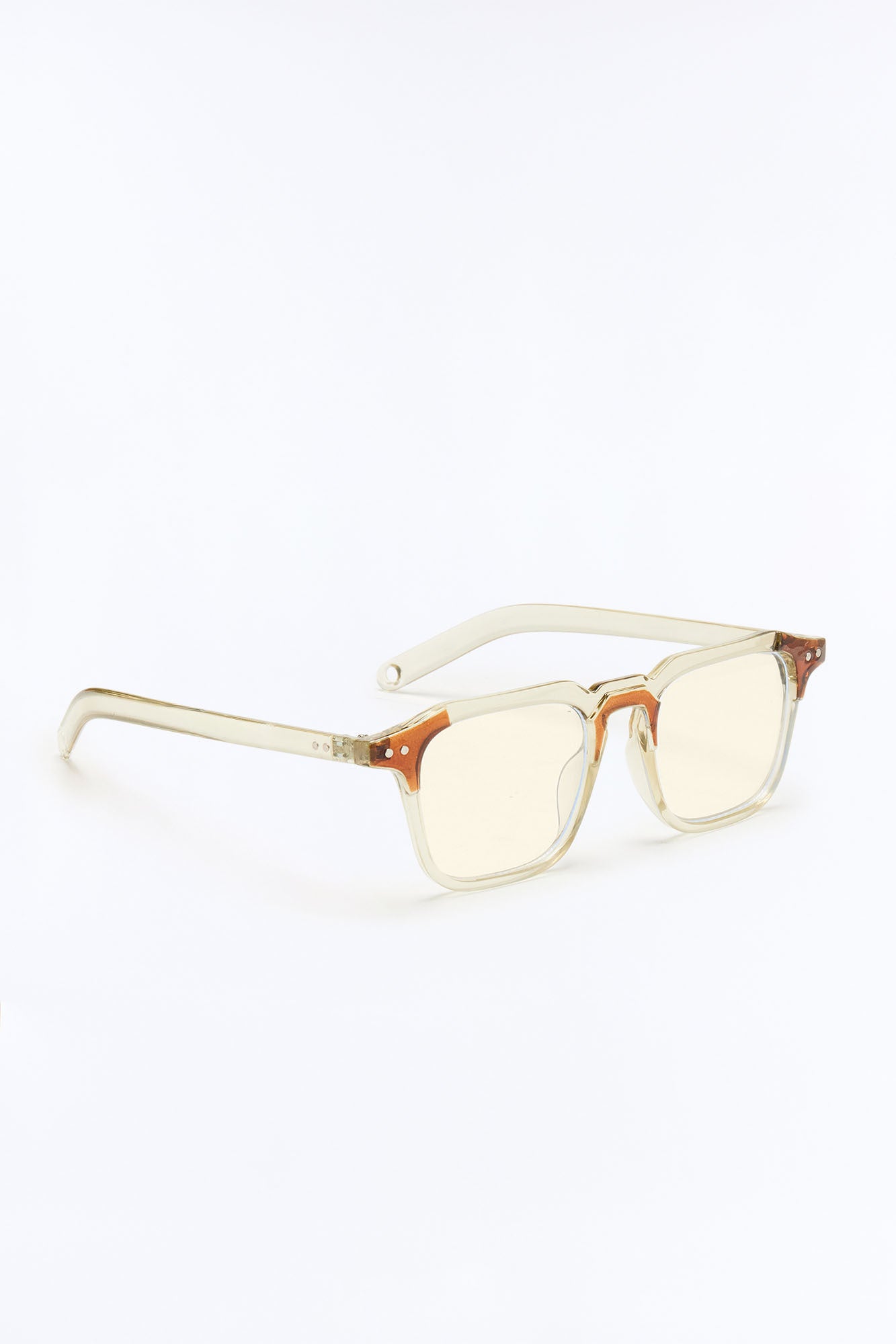 Retro Fade Square Sunglasses - Clear/Nude
