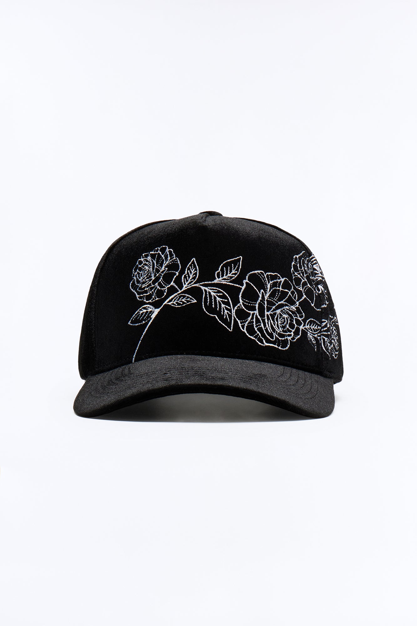 Lucky You Structured Velvet Snapback Hat - Black