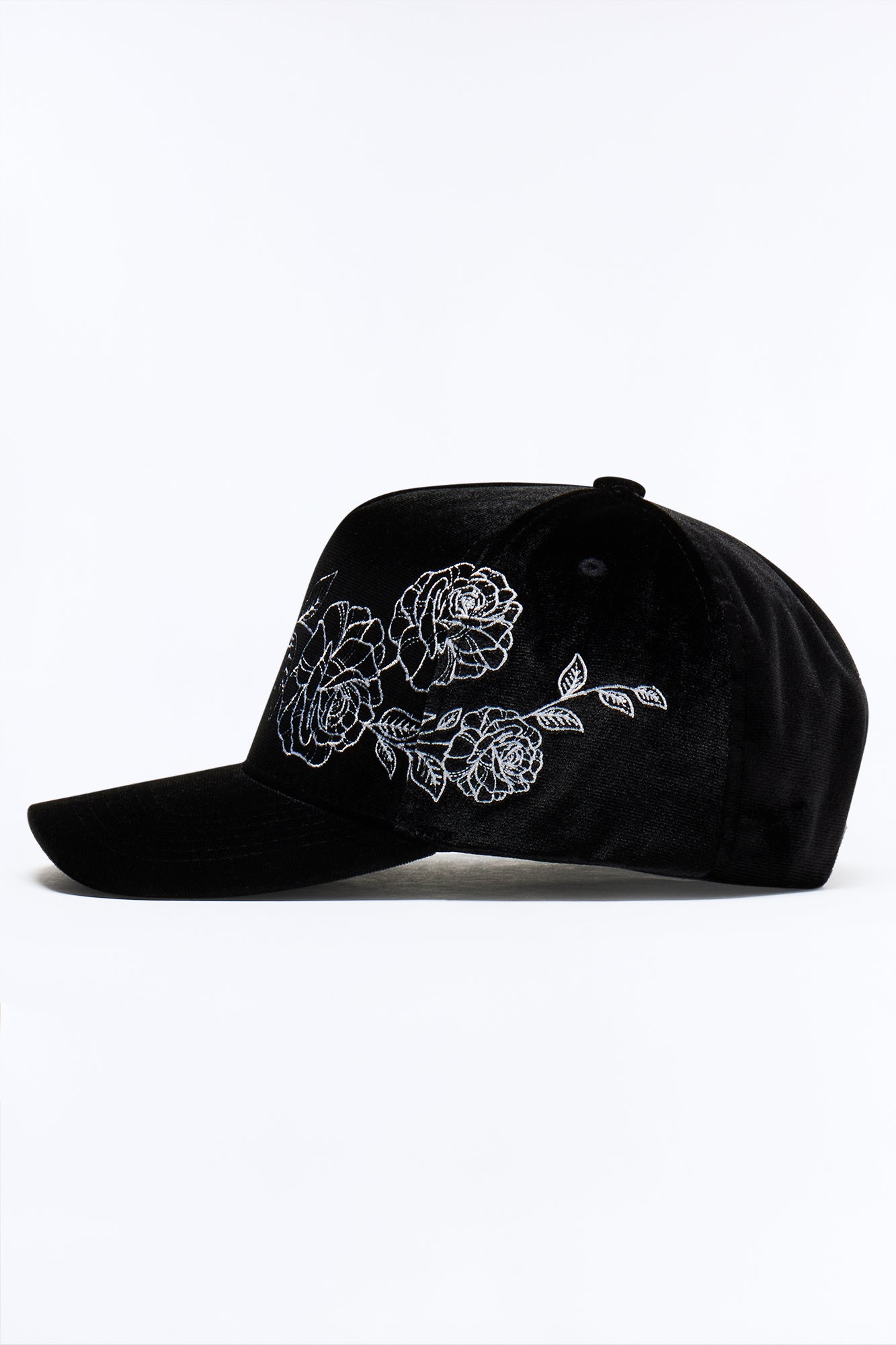 Lucky You Structured Velvet Snapback Hat - Black