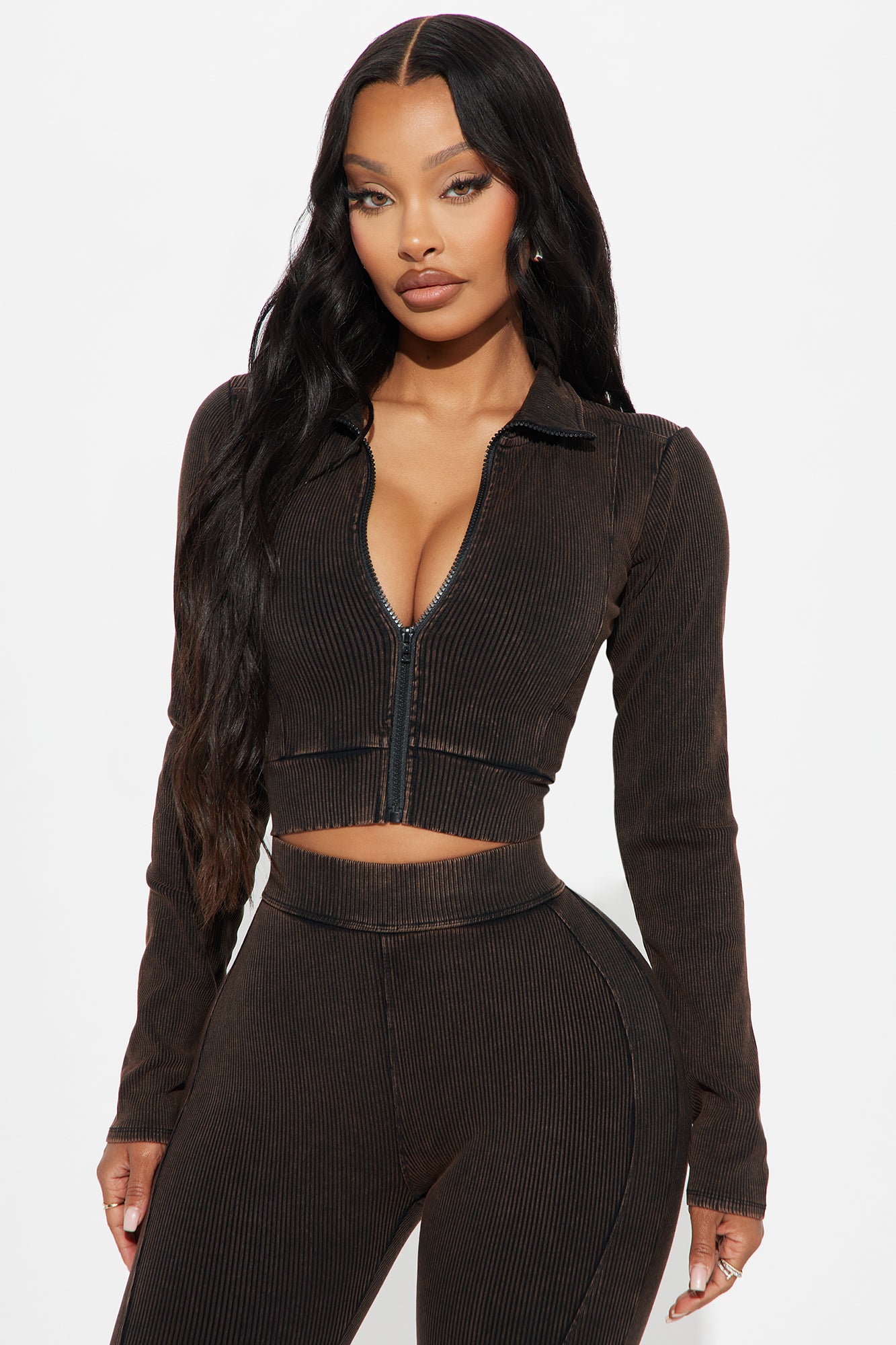 Janessa Washed Snatched Pant Set - Black Wash