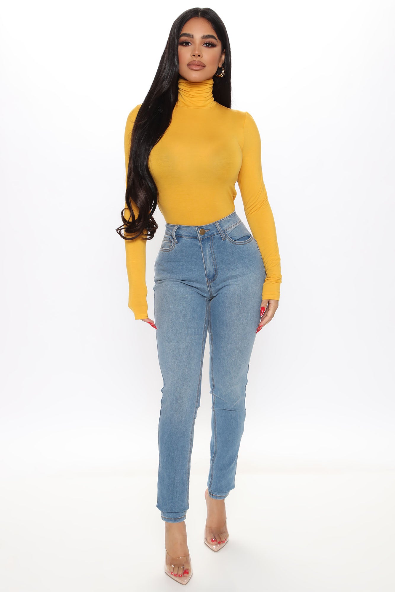 Pamela Turtle Neck Long Sleeve Top - Mustard