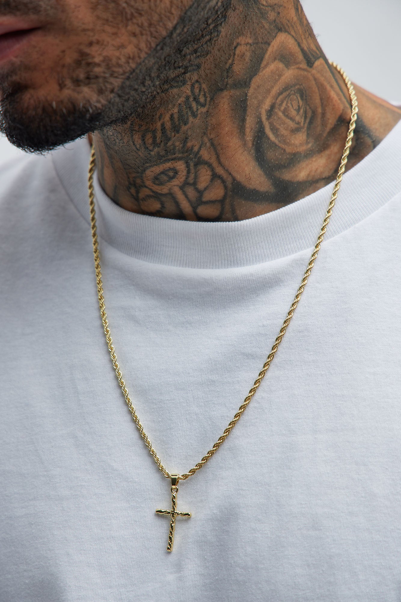Nugget Holy Cross Chain Necklace - Gold
