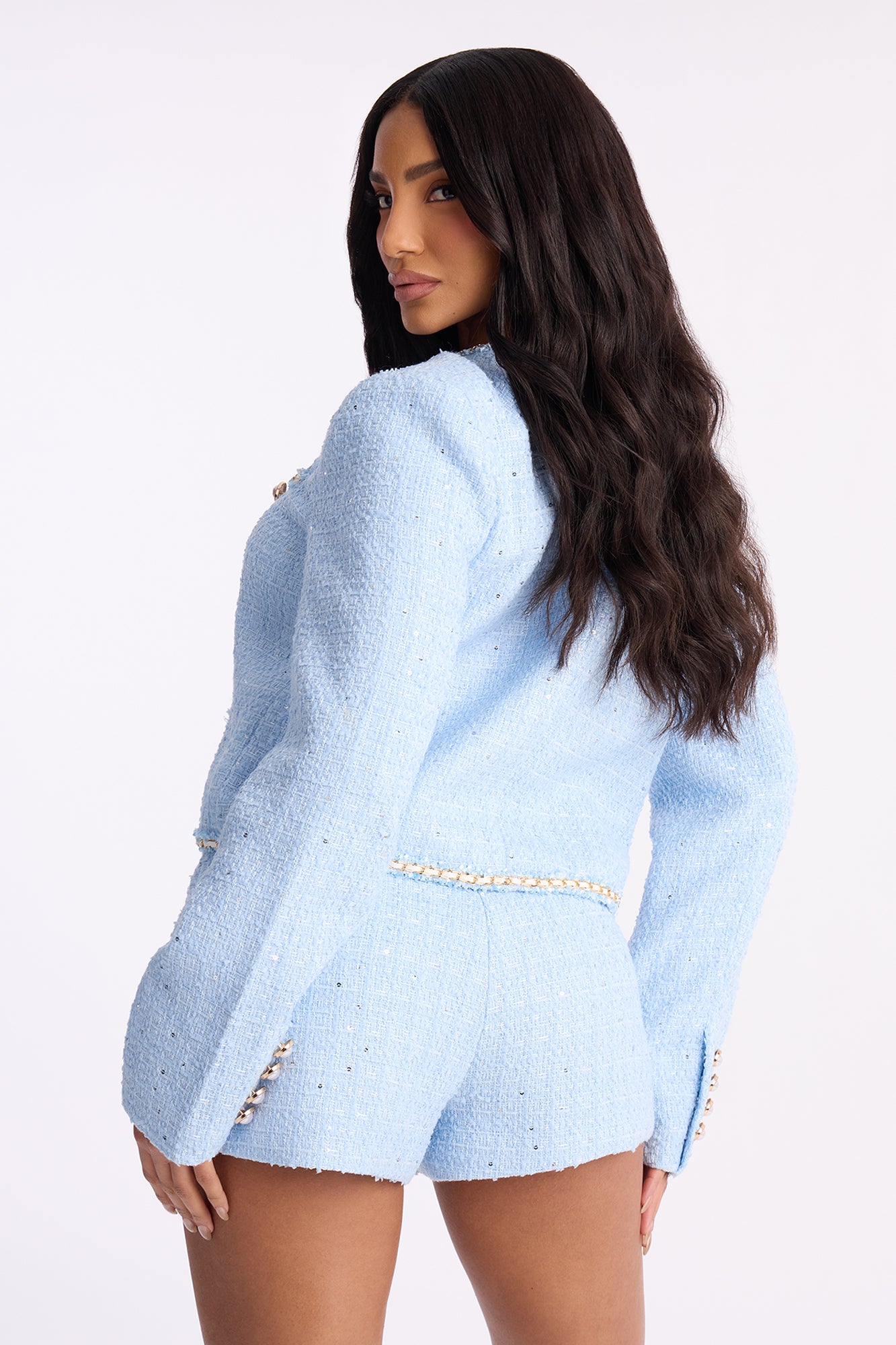 Sophia Tweed Short Set - Light Blue