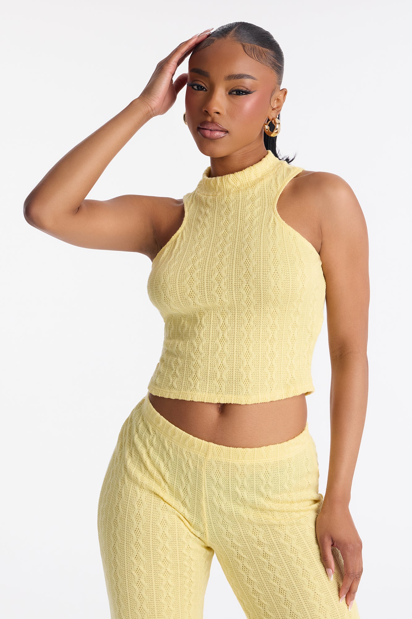 Sarah Sleeveless Sweater Pant Set - Yellow