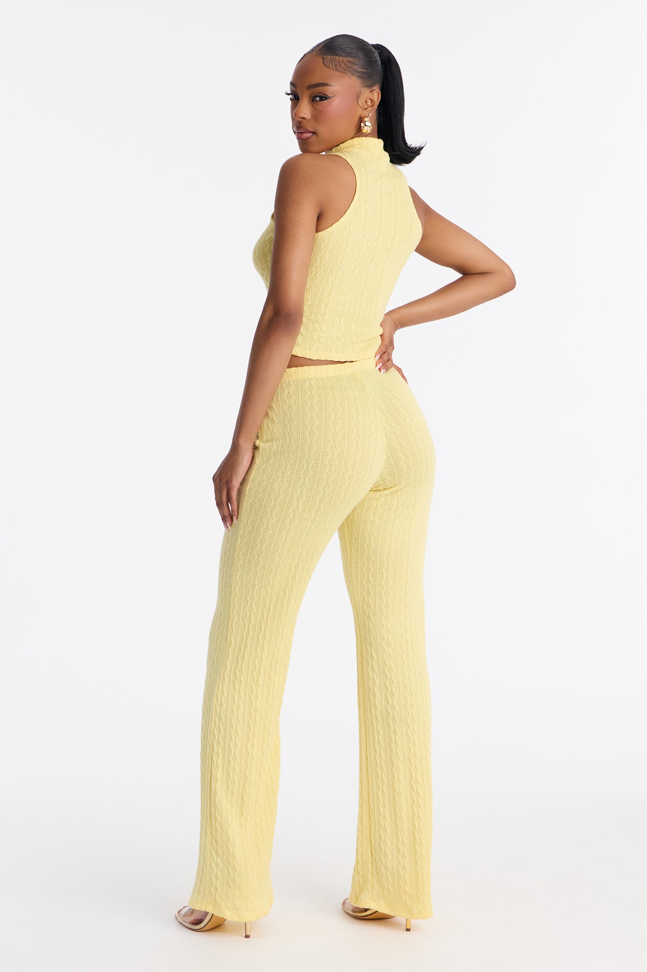 Sarah Sleeveless Sweater Pant Set - Yellow