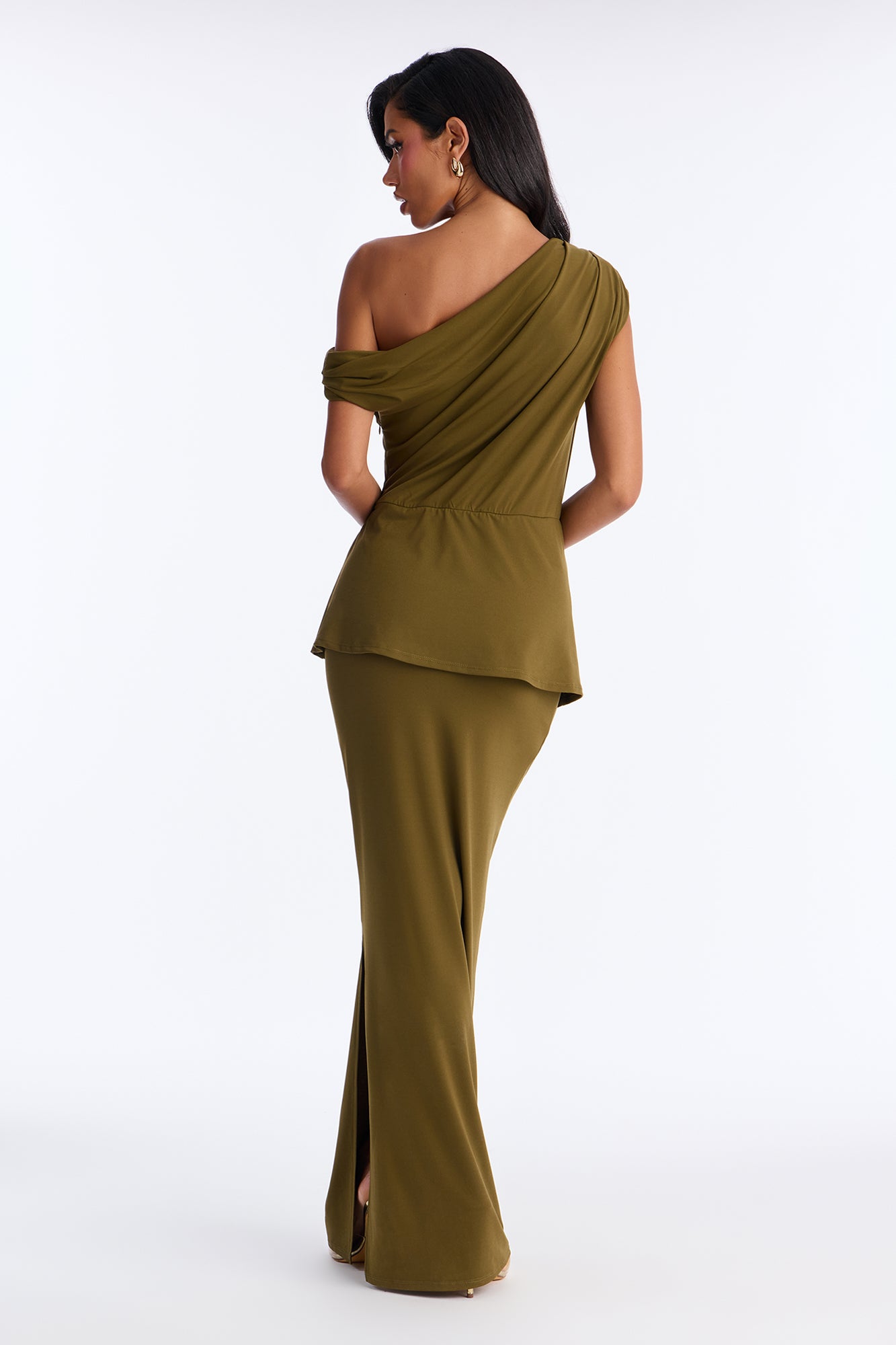 Soft Desire Ruched Maxi Dress - Olive