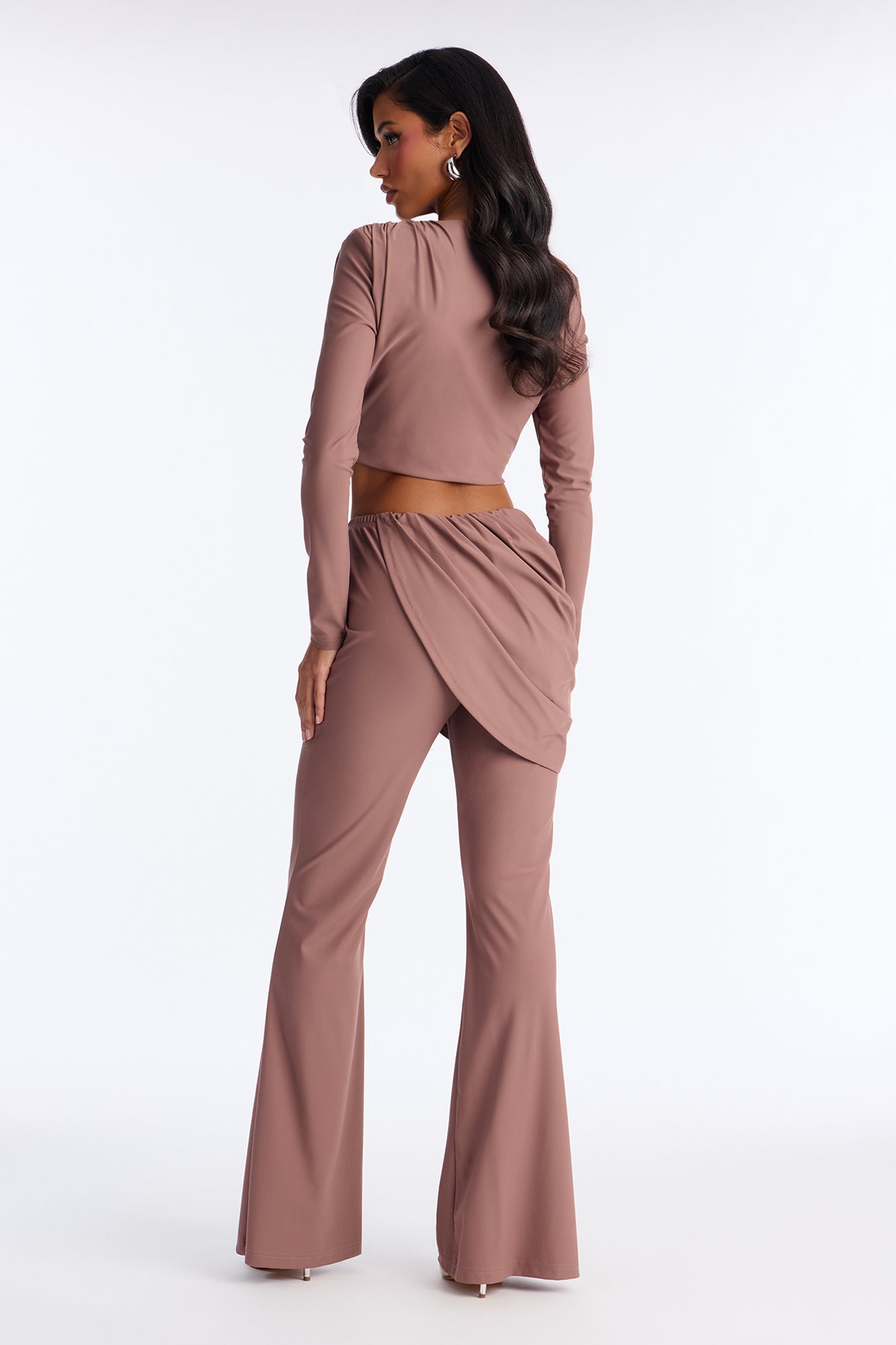 Azira Ruched Pant Set - Mocha