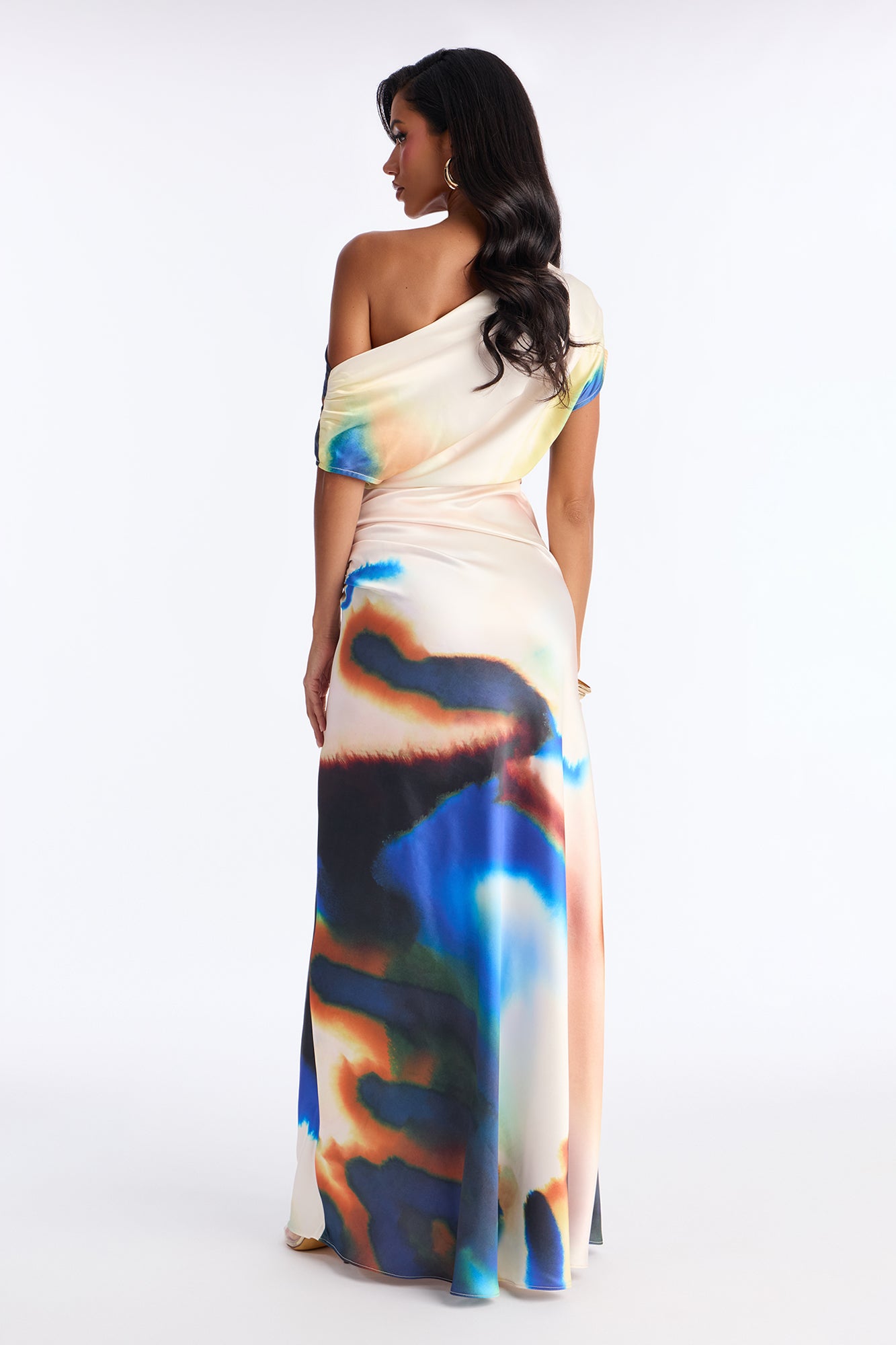Polished Perfection Satin Maxi Dress - Ivory/combo