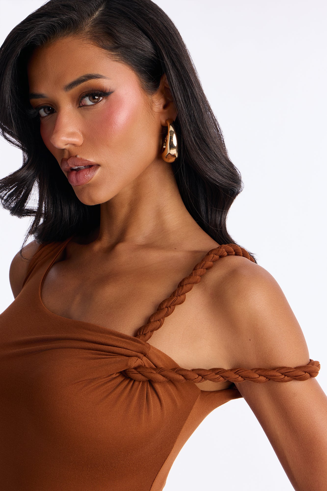 Rhia Twist One Shoulder Jumpsuit - Chocolate