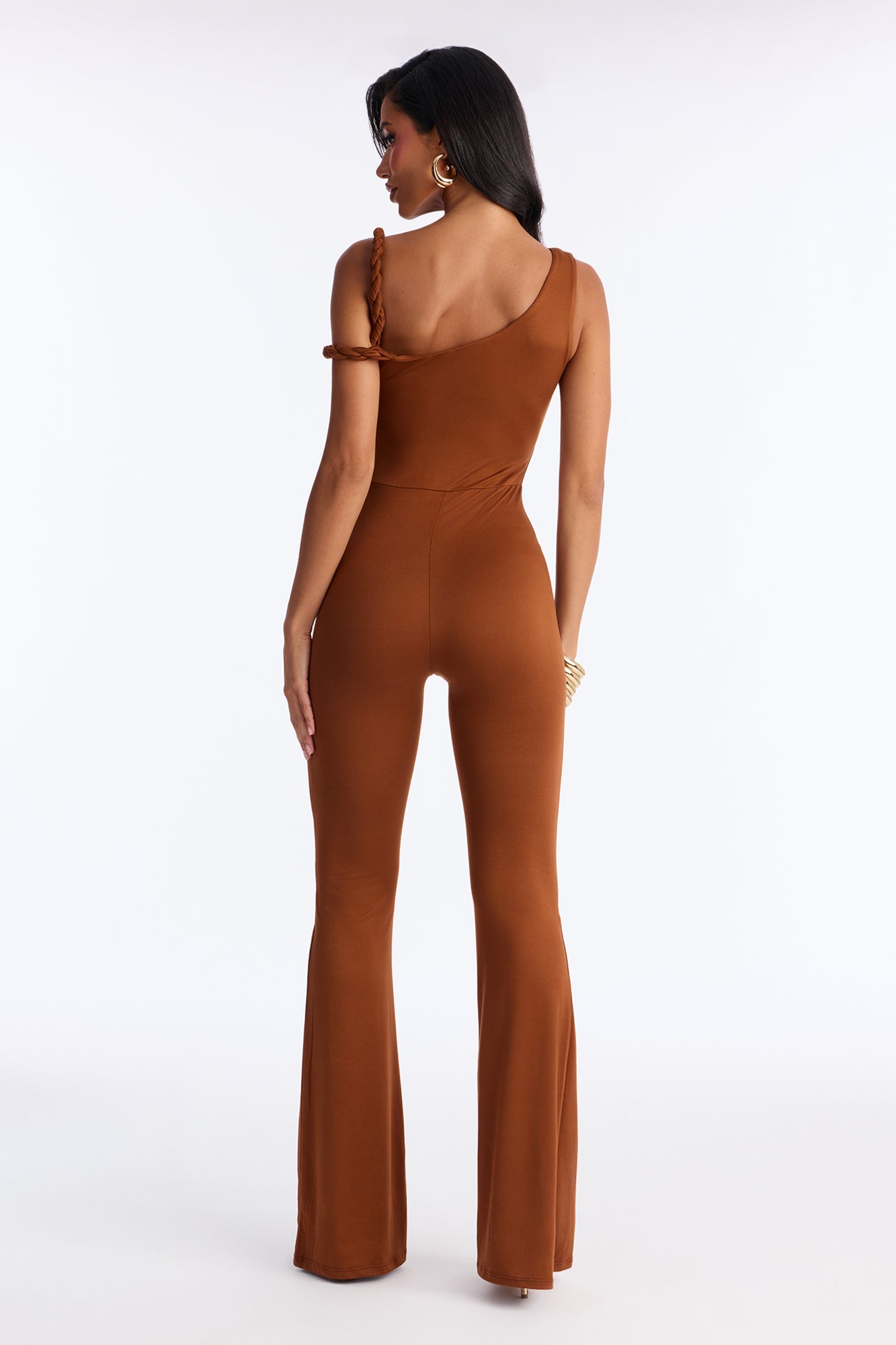 Rhia Twist One Shoulder Jumpsuit - Chocolate