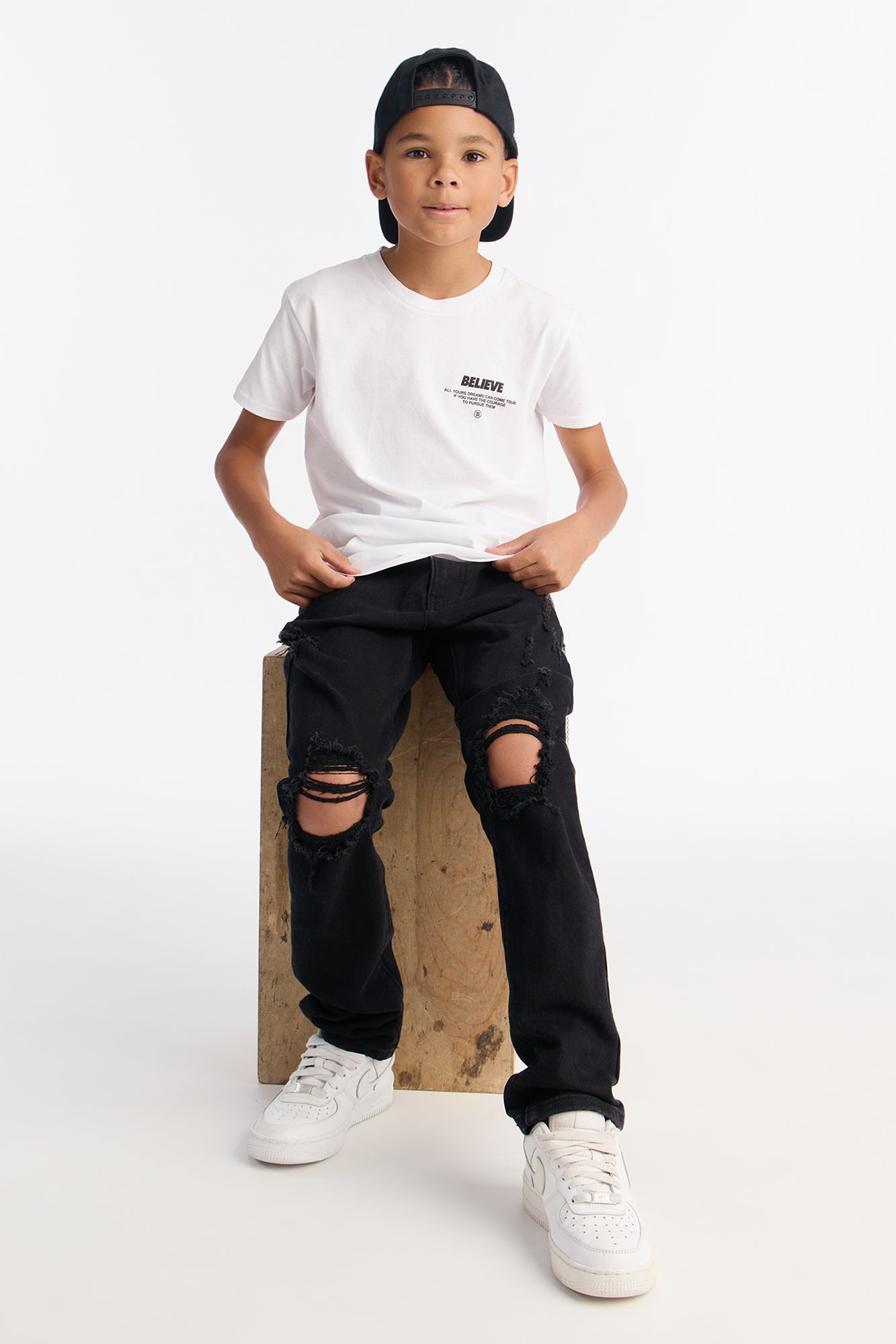 Mini Just A Kid With A Dream Short Sleeve Tee - White