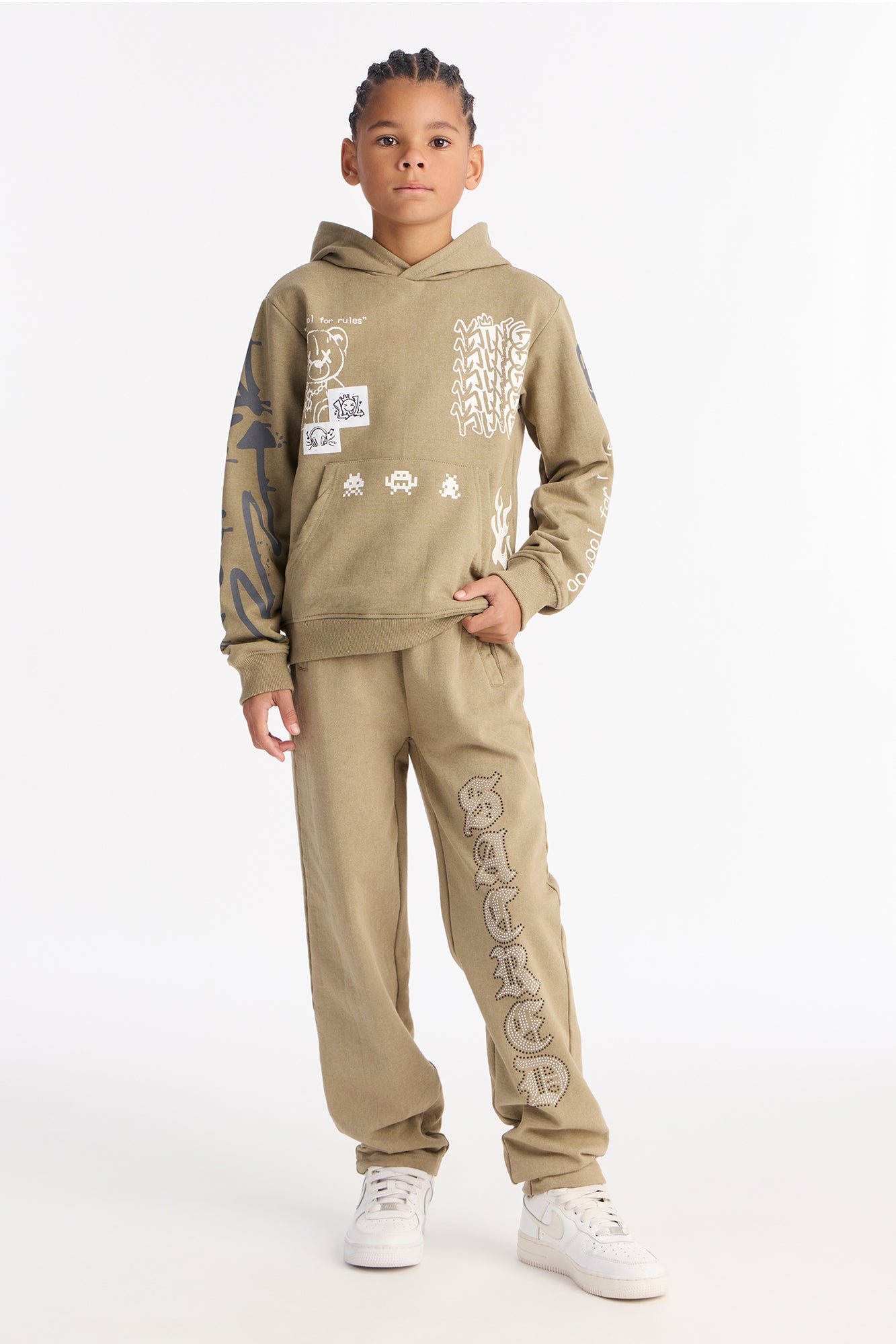 Mini Level Up Pullover Hoodie - Olive
