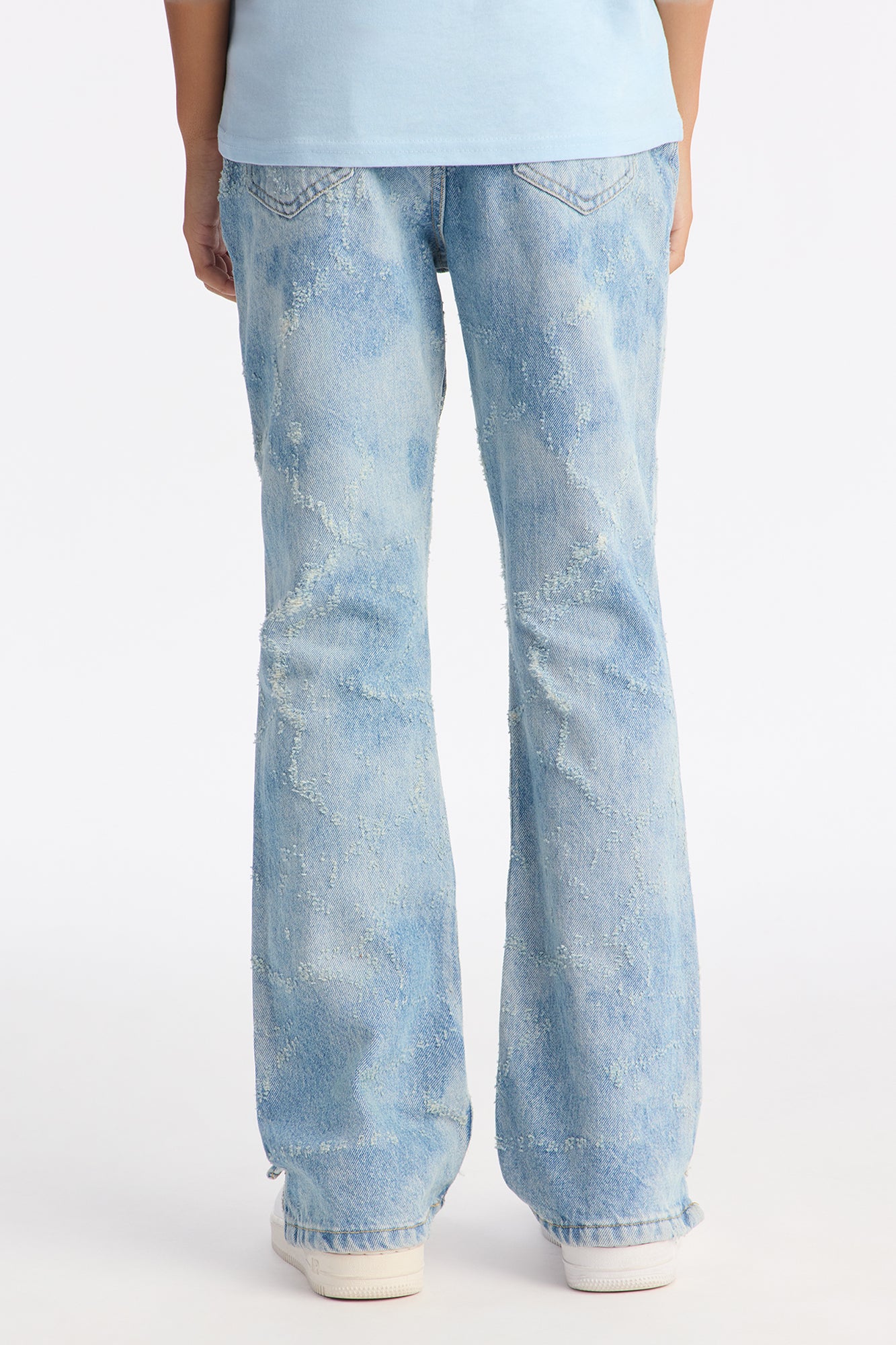 Mini Stacked Slim Flare Surf Fray Slit Jean - Light Wash