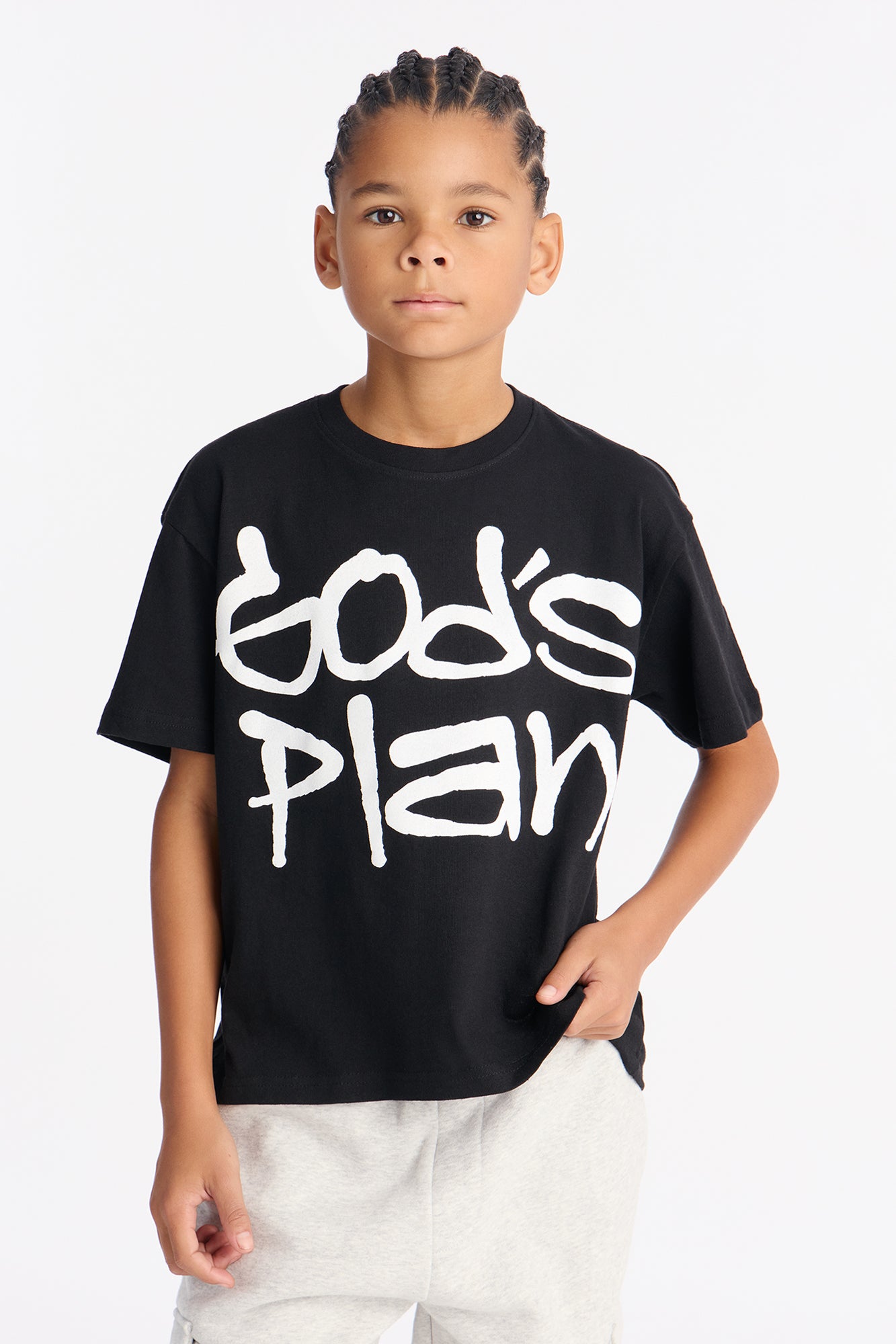 Mini God's Plan Oversized Short Sleeve Tee - Black