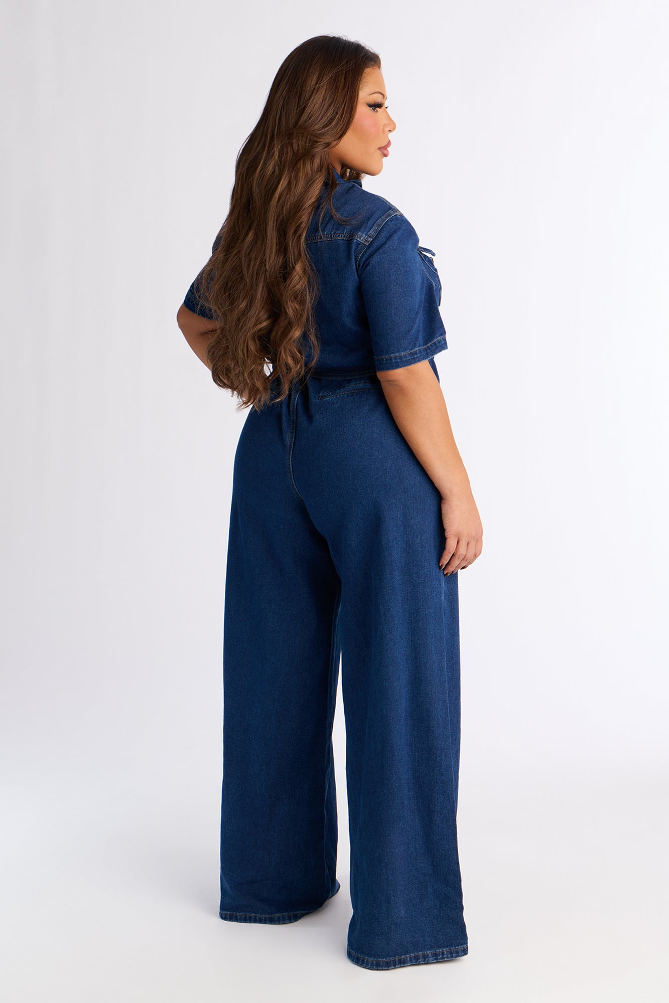 Nika Tie Waist Denim Jumpsuit - Dark Wash