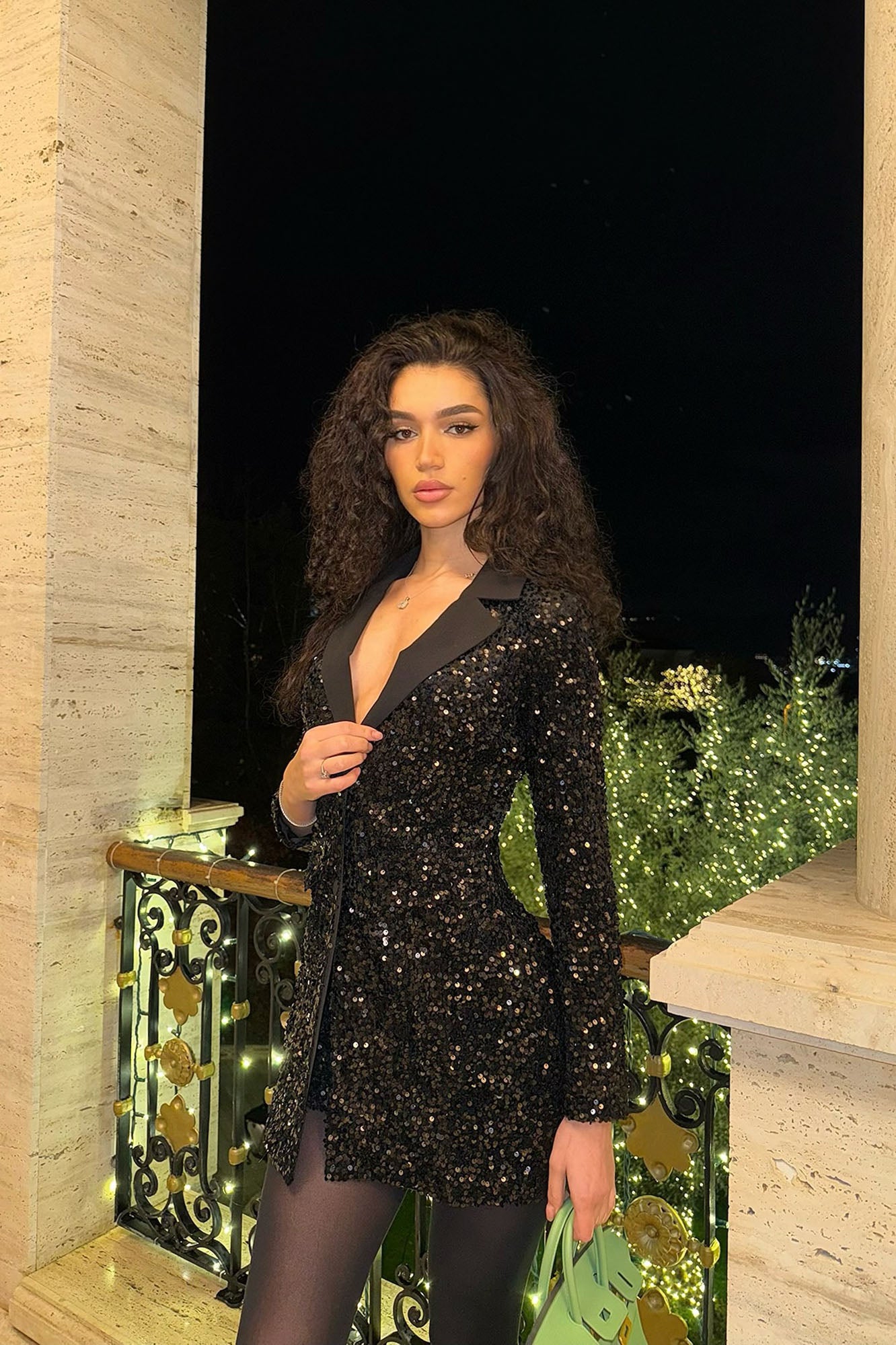 Amelia Sequin Blazer Dress - Black