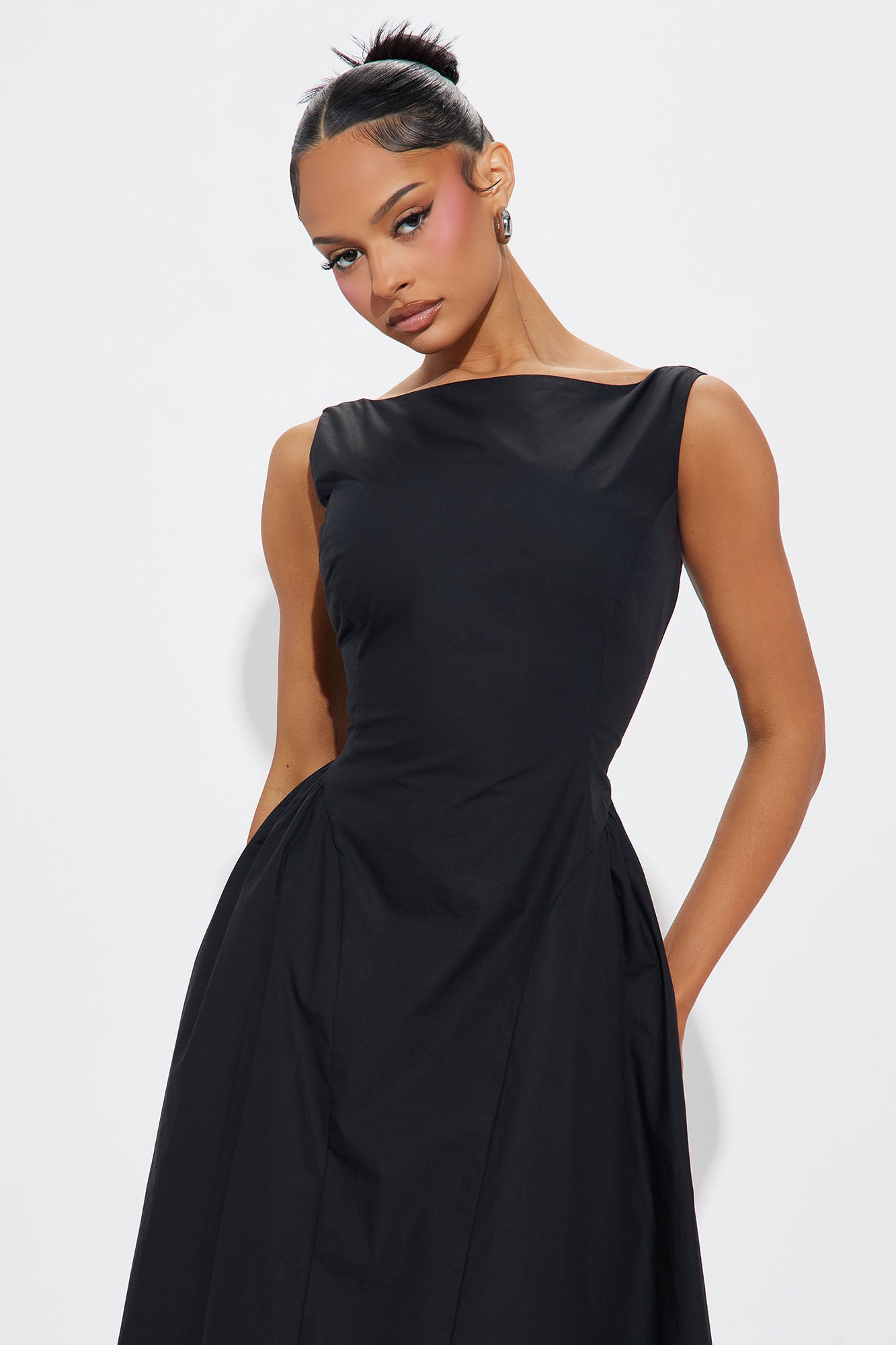 Elena Poplin Maxi Dress - Black